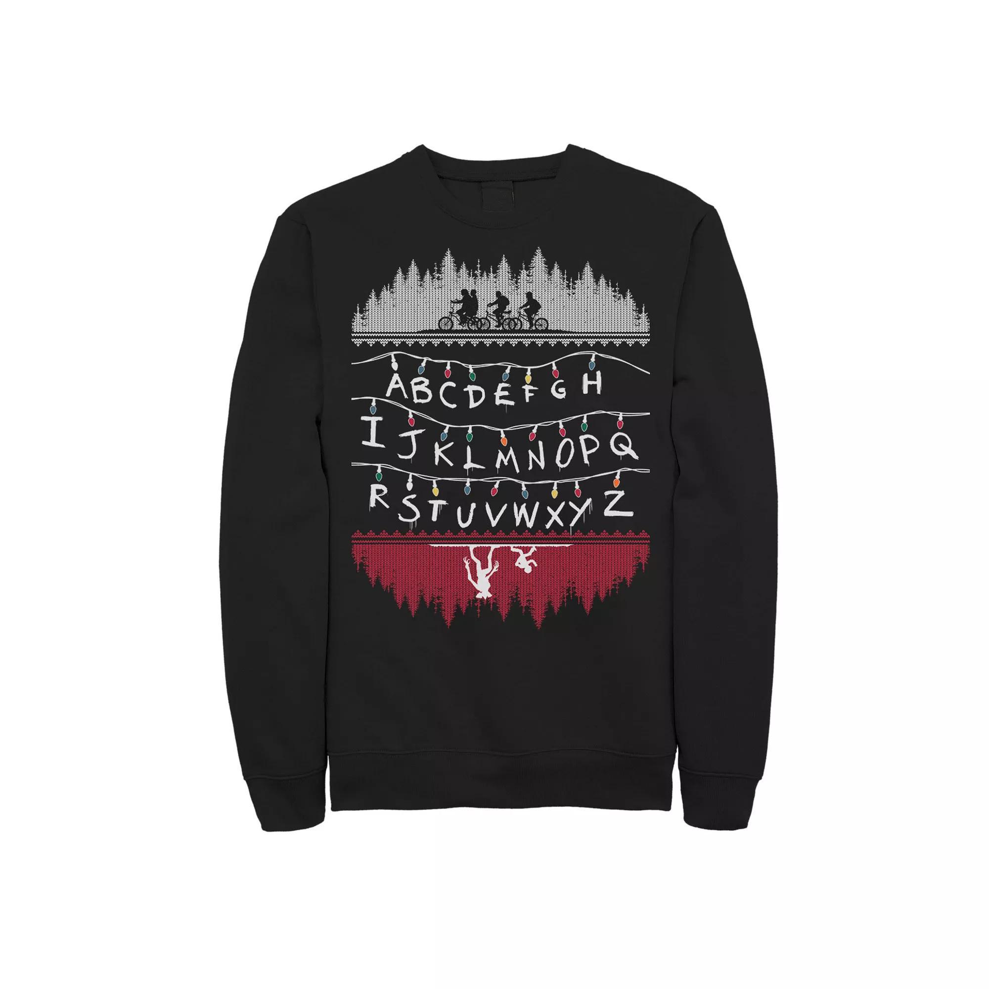 Men's Stranger Things Alphabet Lights Sweatshirt, Size: XL, Black Product Image
