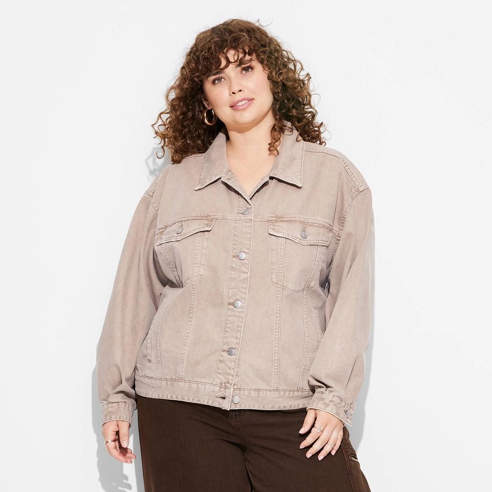 Womens Foundational Oversized Trucker Jacket - Wild Fable Brown 4X Product Image