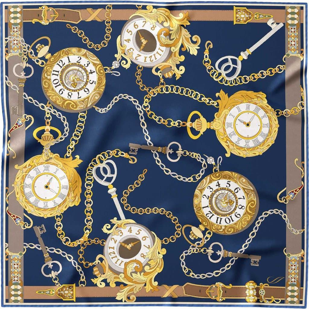 Elizabetta Like Clockwork - Silk Pocket Square for Men in Navy at Nordstrom Product Image