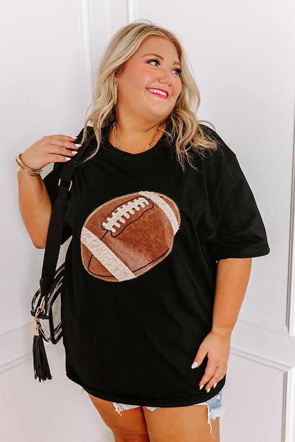 Kickoff Cutie Embroidered Oversized Tee in Black Curves Product Image
