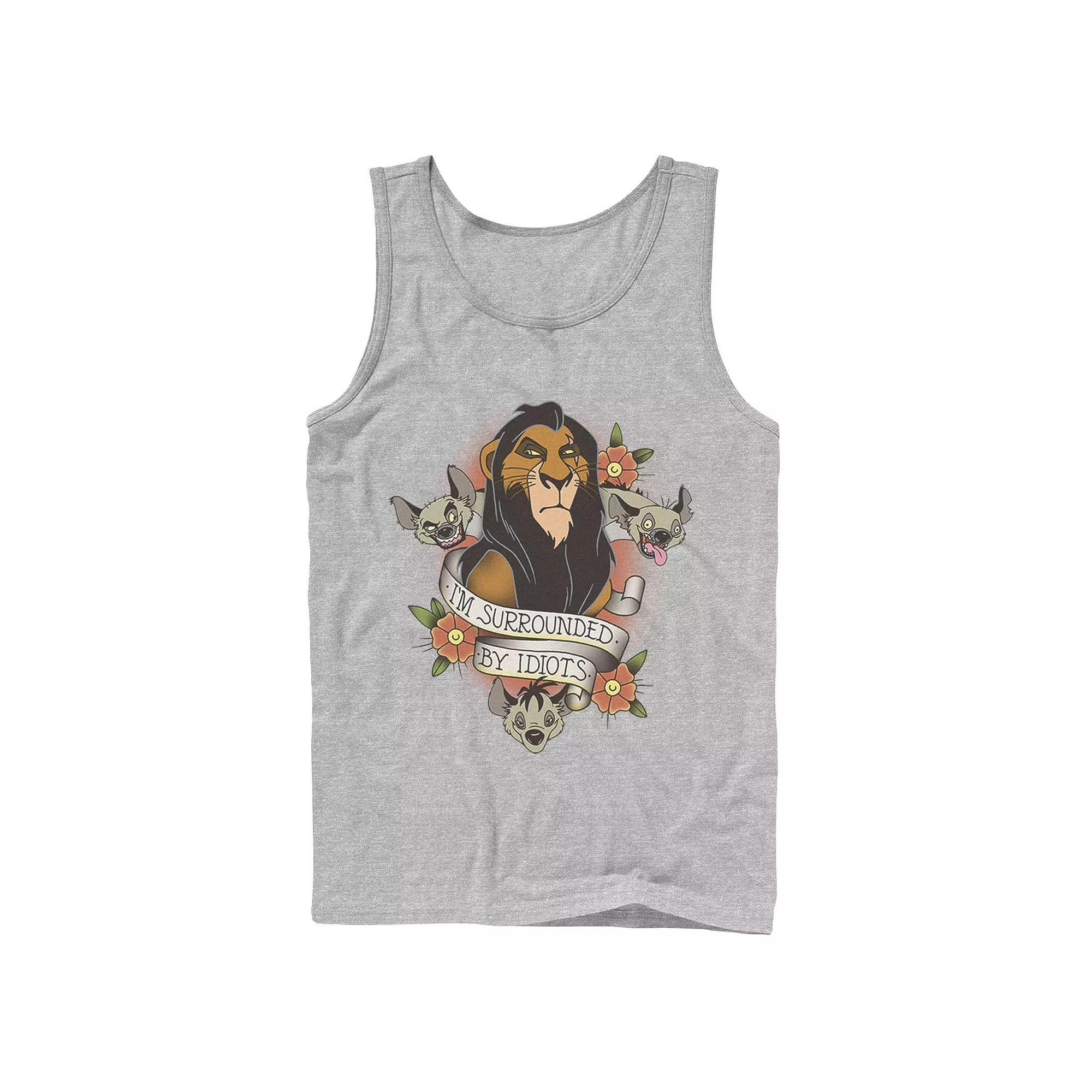 Disney's The Lion King Scar With Hyenas Men's Surrounded By Idiots Tank Top, Size: Large, Athletic Grey Product Image