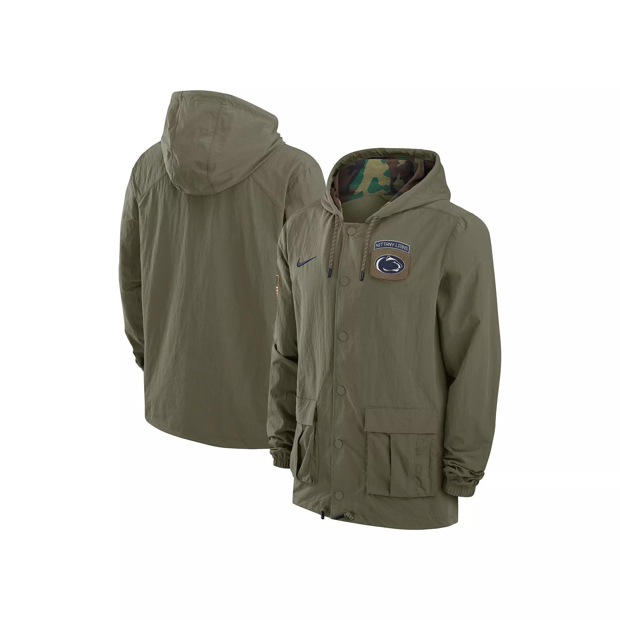 Men's Nike Olive Michigan State Spartans 2024 Military Appreciation Full-Snap Hoodie Military Jacket, Size: Large, Team Product Image