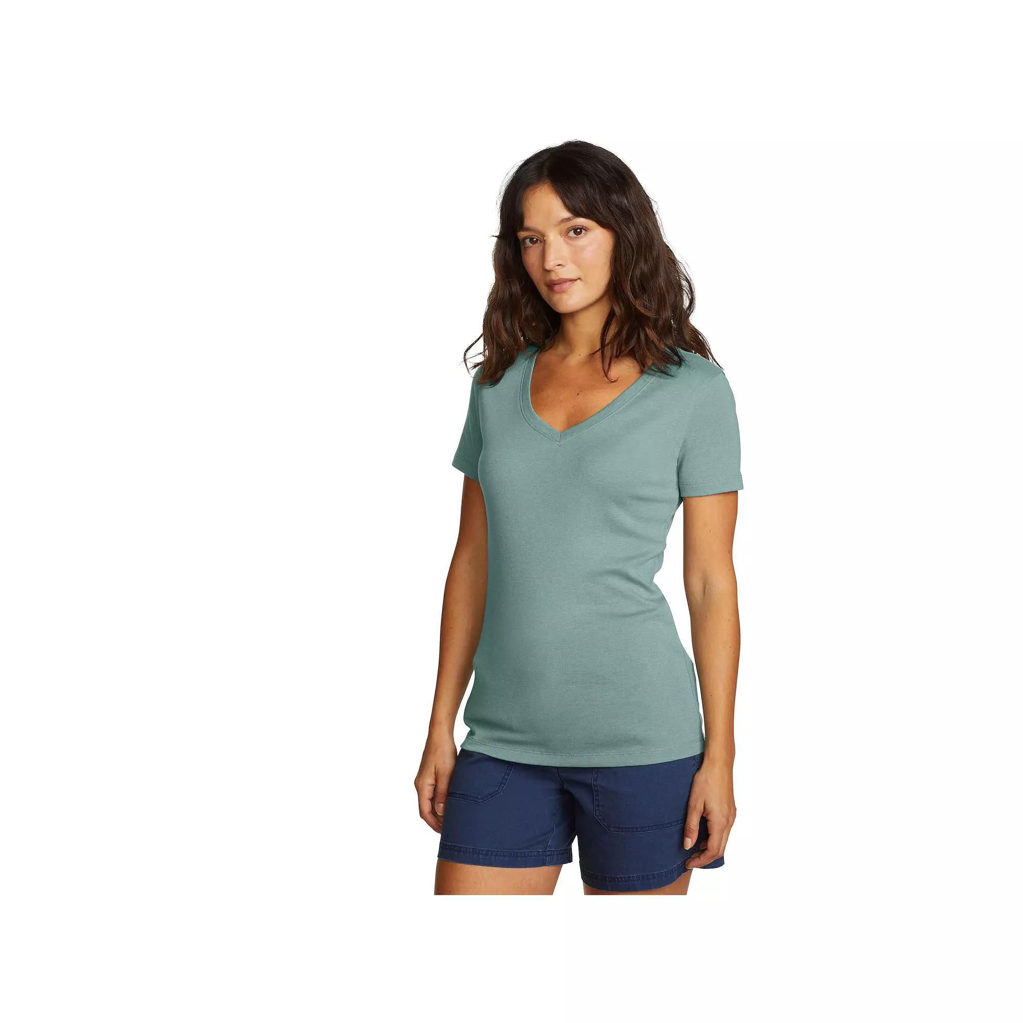 Petite Eddie Bauer Favorite V-Neck T-Shirt, Women's, Size: XS Petite, Dusty Loden Product Image