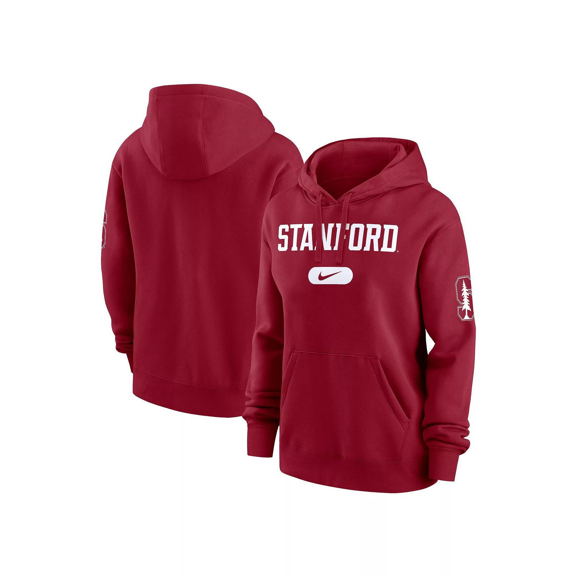 Women's Nike  Cardinal Stanford Cardinal Club Fleece Pullover Hoodie, Size: Large, Red Product Image