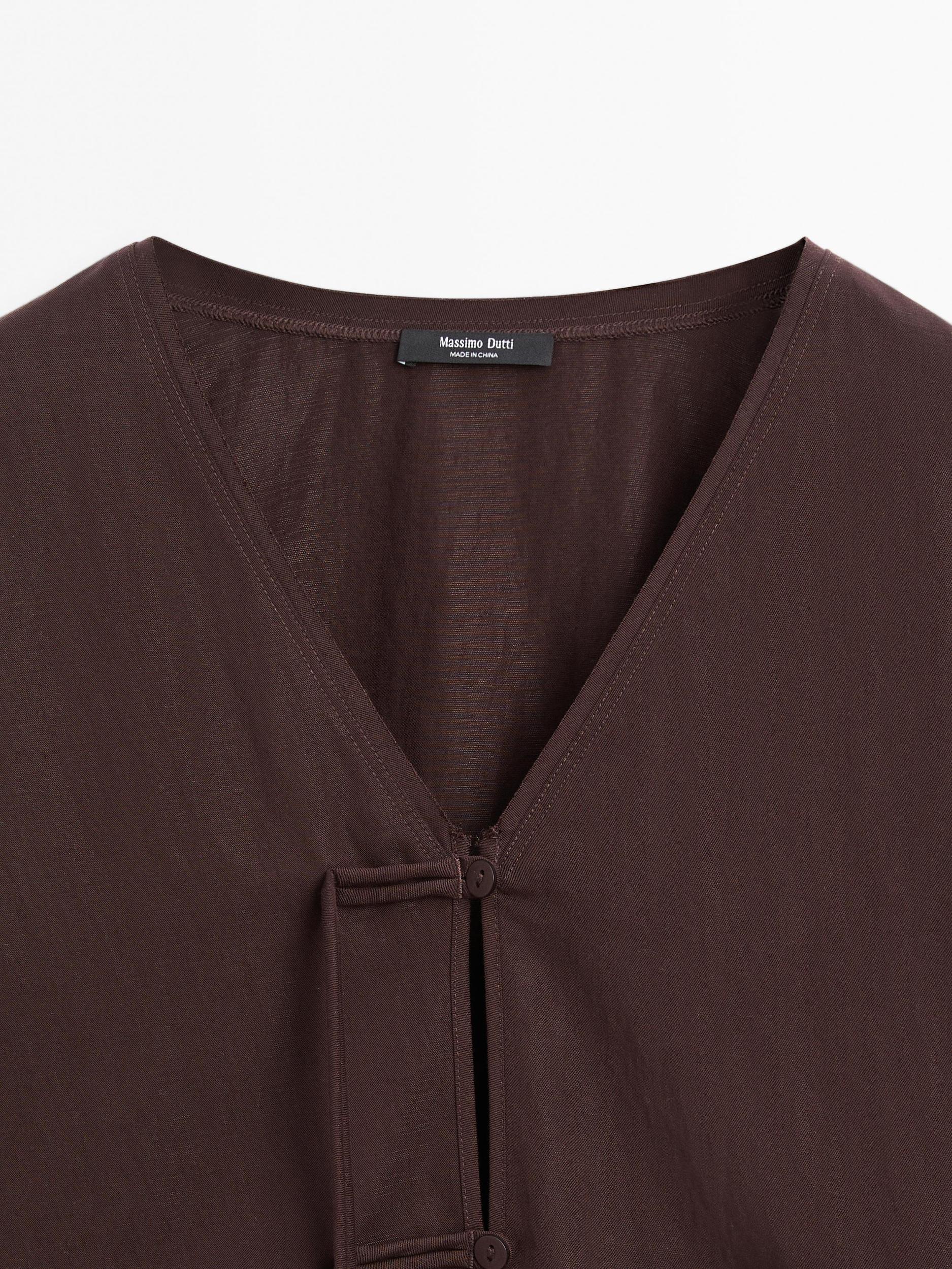 Cropped shirt with drawstring detail Product Image