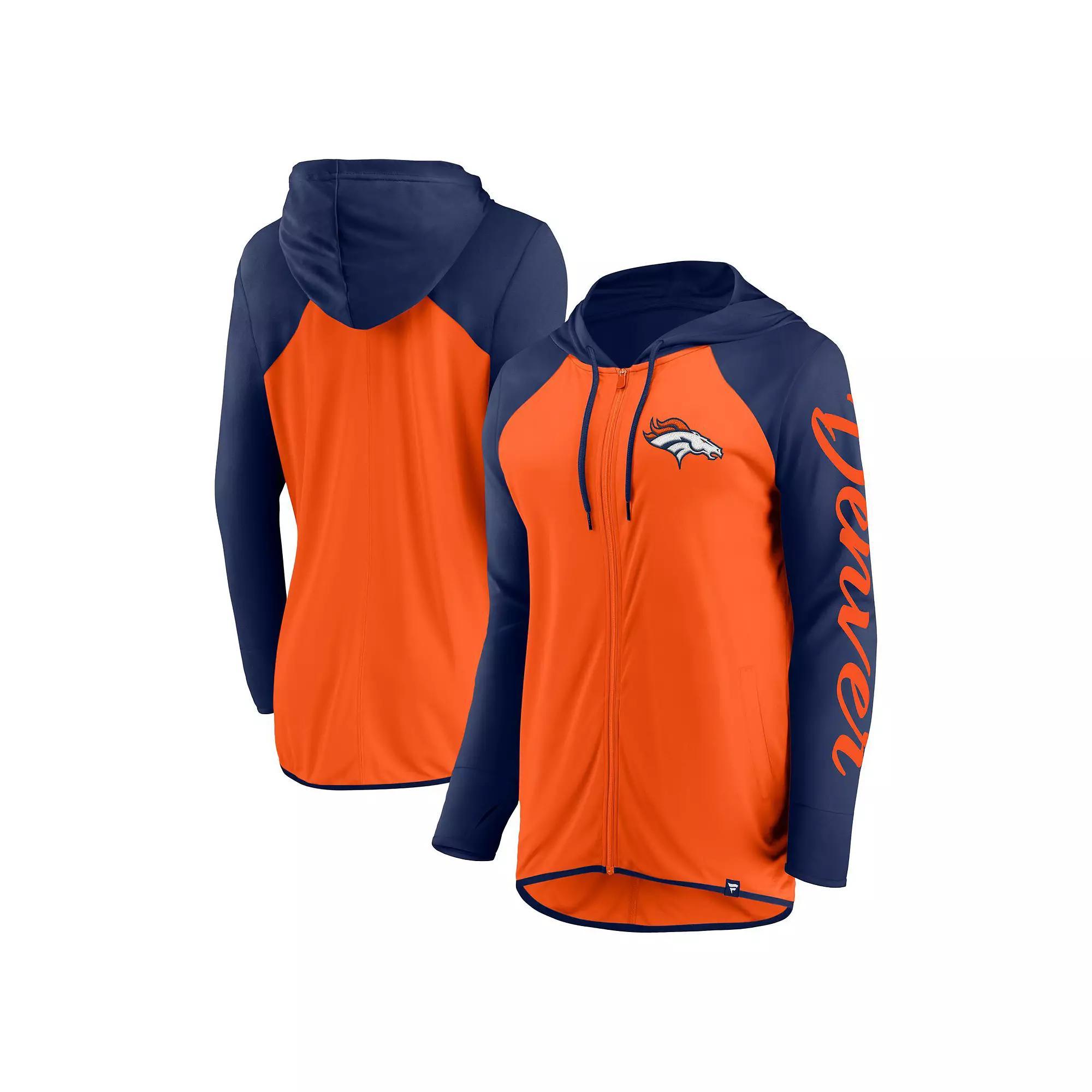 Womens Fanatics /Navy Denver Broncos Script Full-Zip Hoodie Product Image