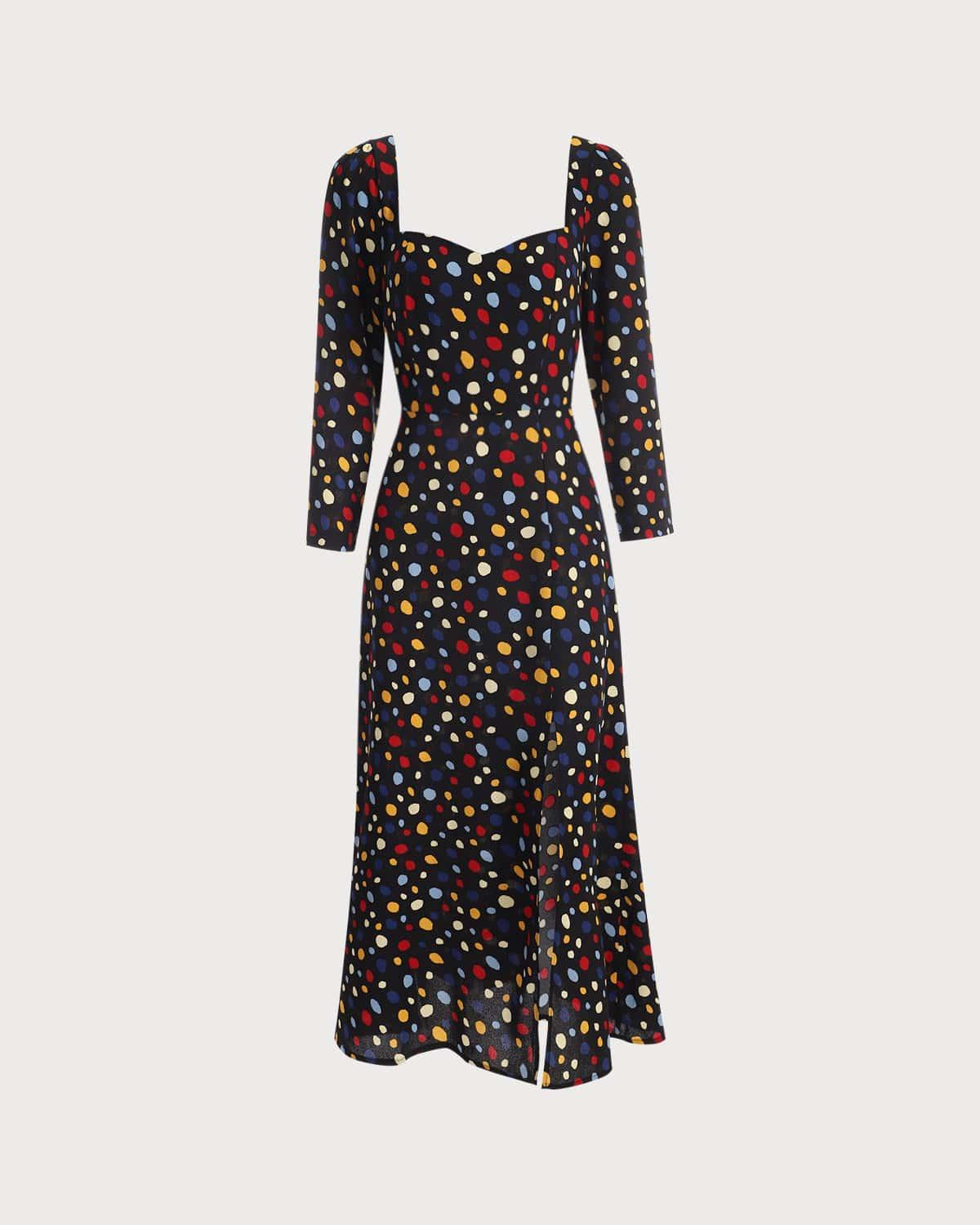 The Sweetheart Neck Polka Dot Maxi Dress Female Product Image