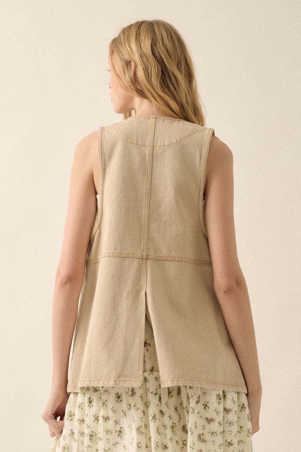 Longlined Denim Vest Product Image