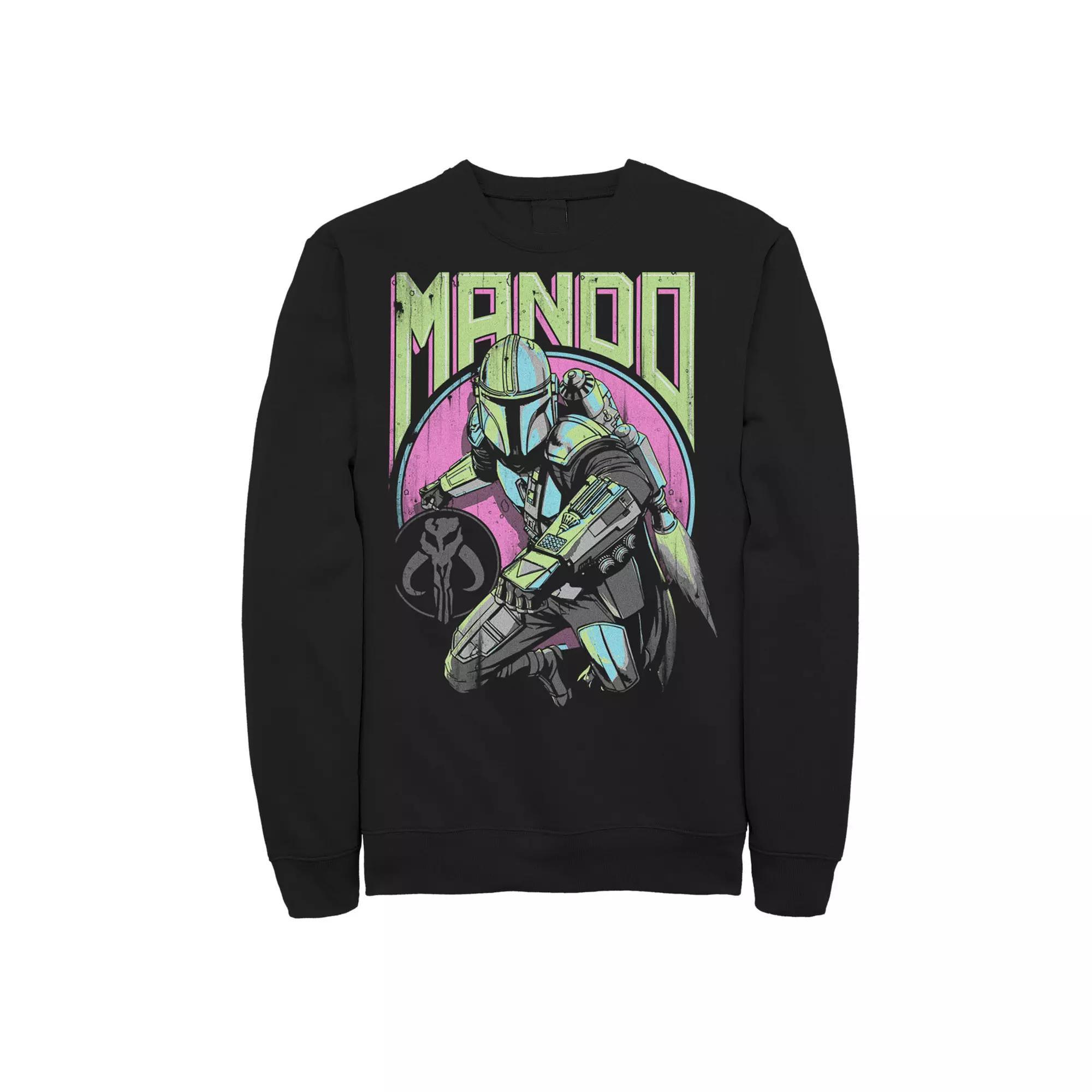 Men's Star Wars: The Mandalorian Mando New Wave and Icon Sweatshirt, Size: XL, Black Product Image