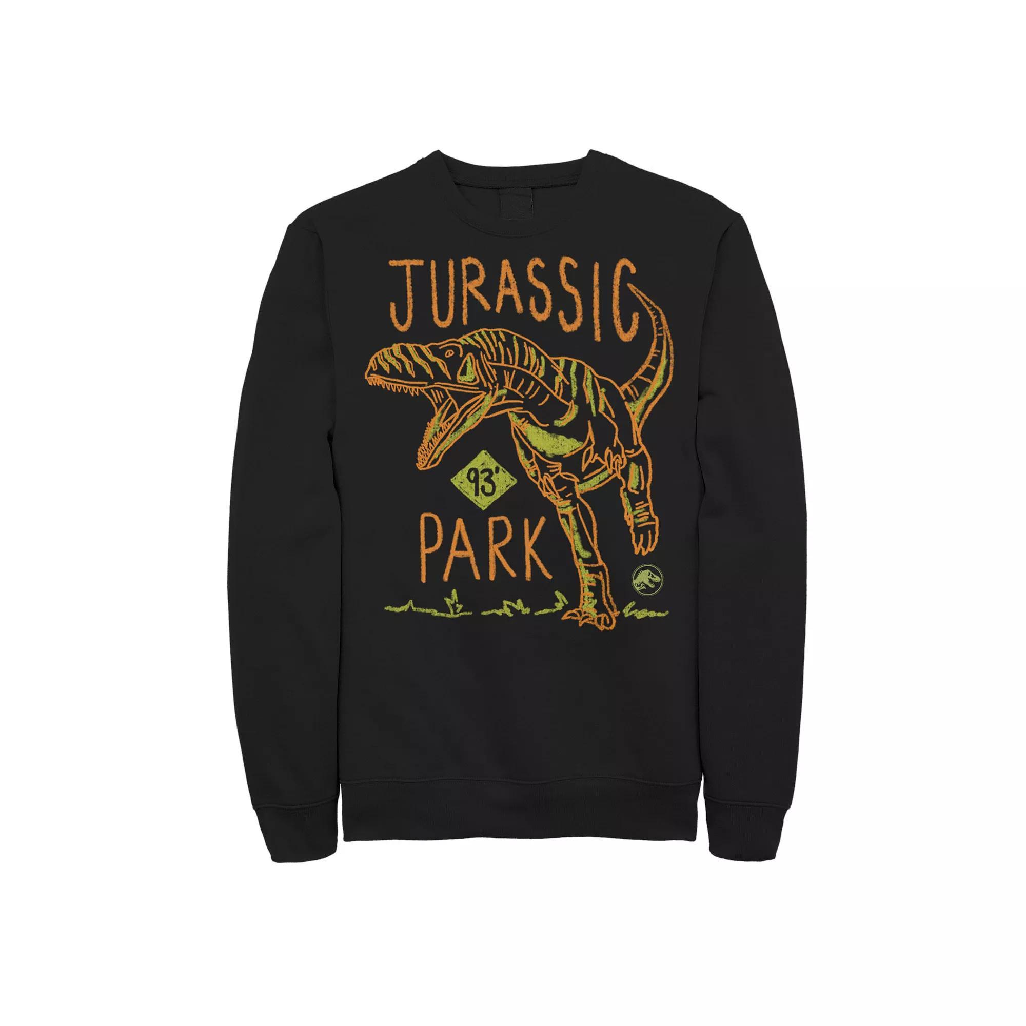 Men's Jurassic Park 93 Raptor Color Pencil Doodle Sweatshirt, Size: XXL, Black Product Image