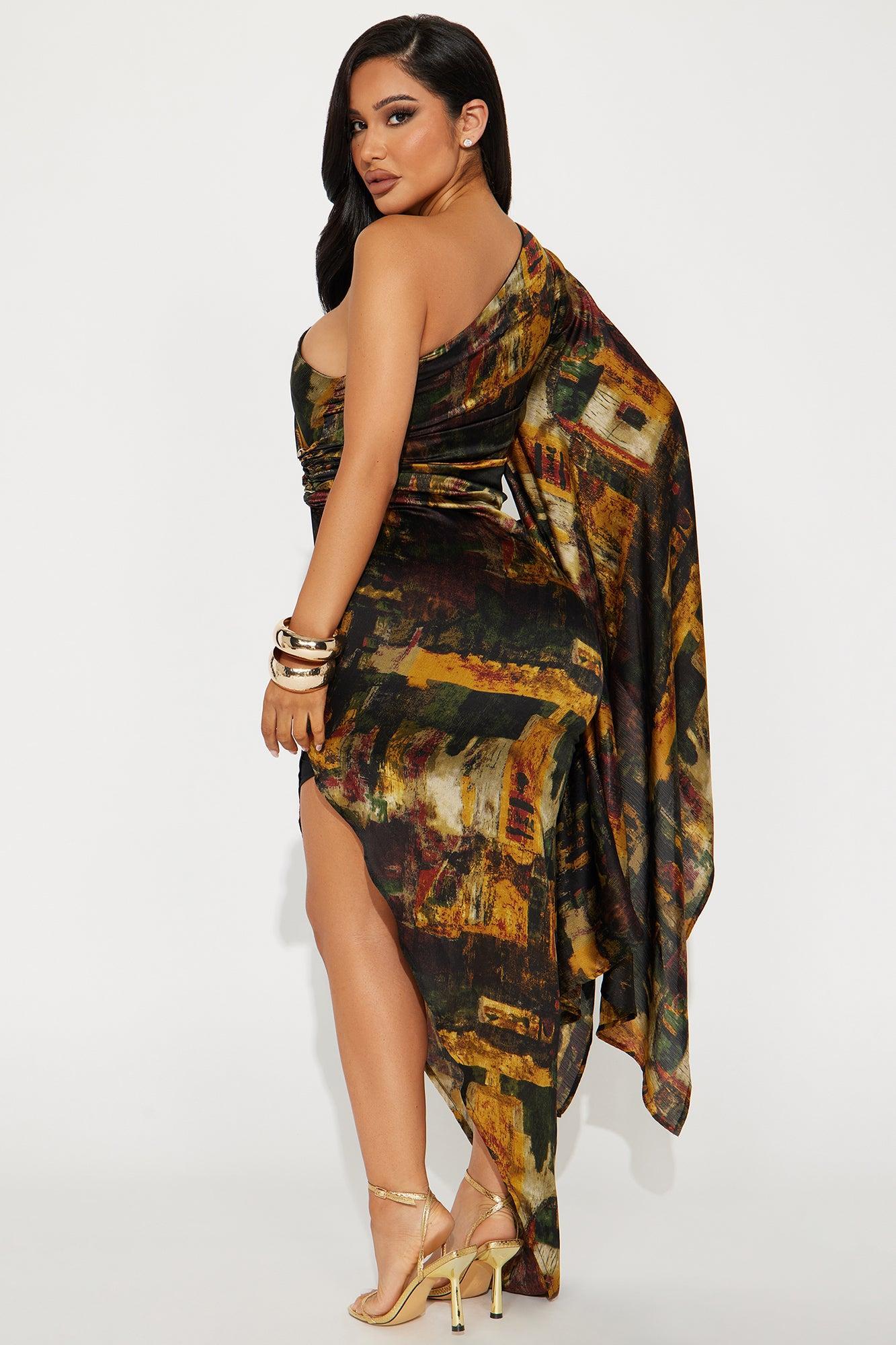 Mia Asymmetrical Maxi Dress - Black/combo Product Image