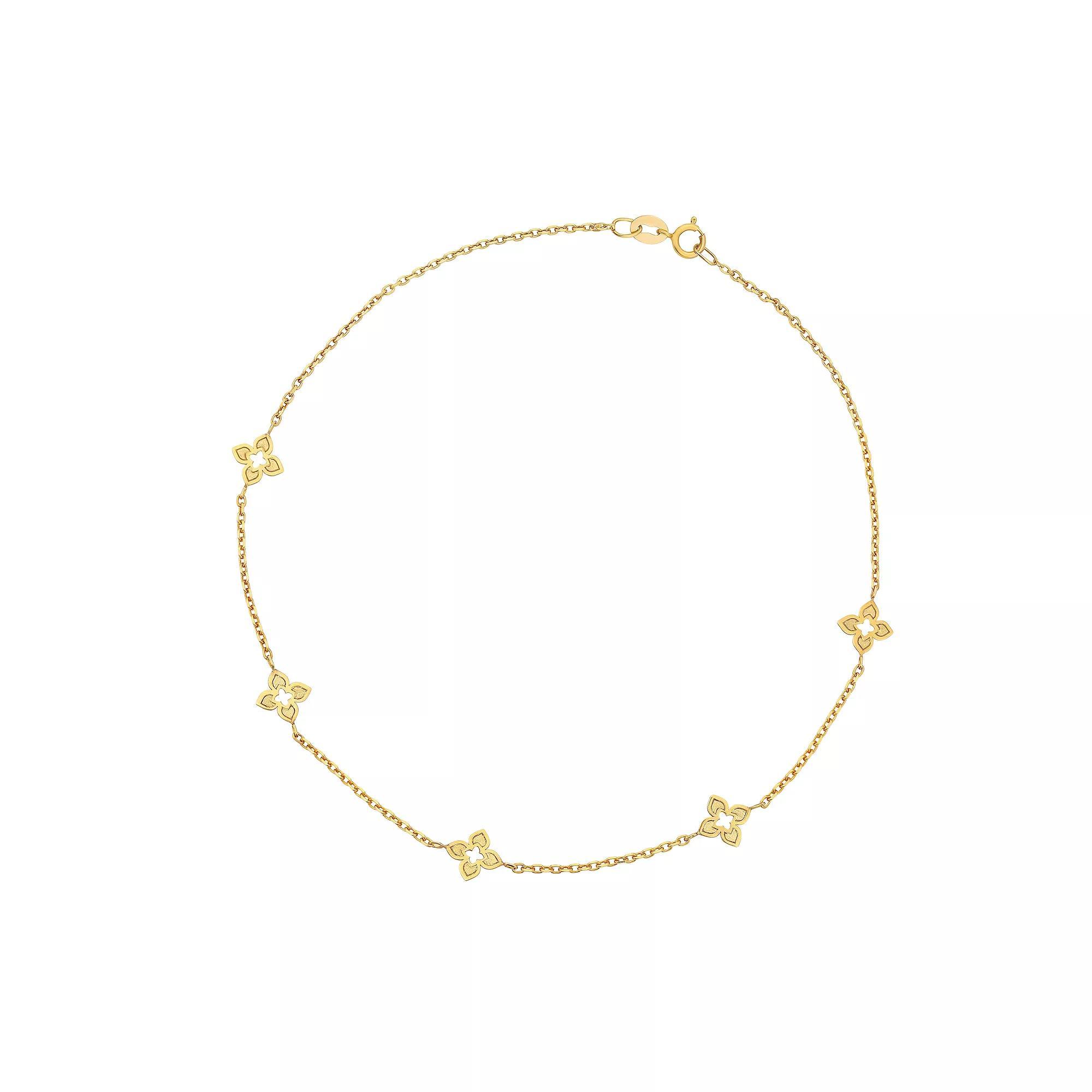 Taylor Grace 10k Gold Stationed Flower Bracelet, Women's, Size: 7" Product Image