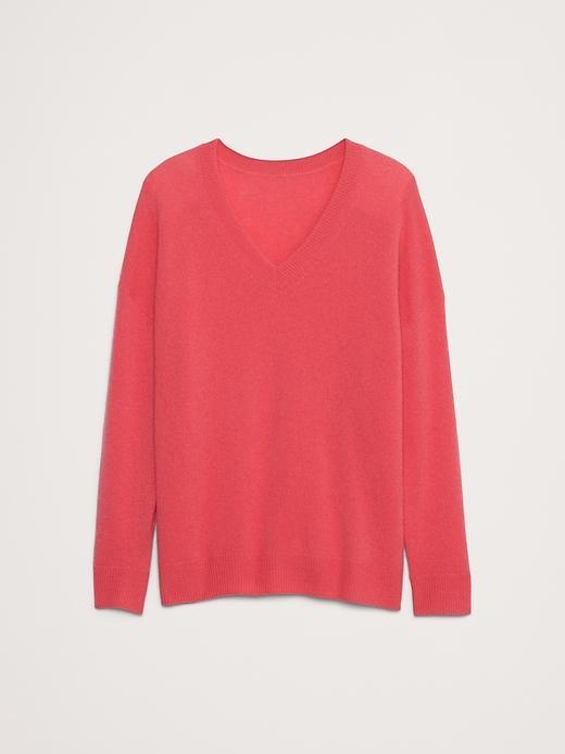 Oversized Lightweight Cashmere V-Neck Sweater Product Image