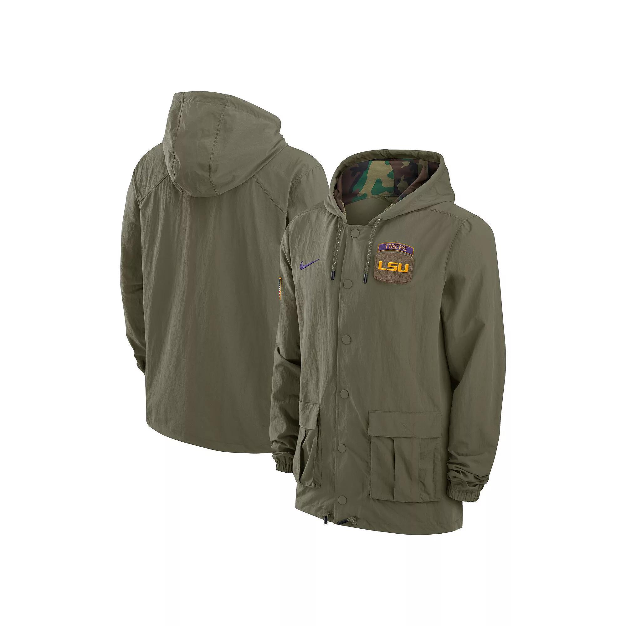 Men's Nike Olive Michigan State Spartans 2024 Military Appreciation Full-Snap Hoodie Military Jacket, Size: Large, Team Product Image