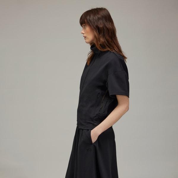 adidas Y-3 3-Stripes Short Sleeve Track Top Black XS Womens Product Image