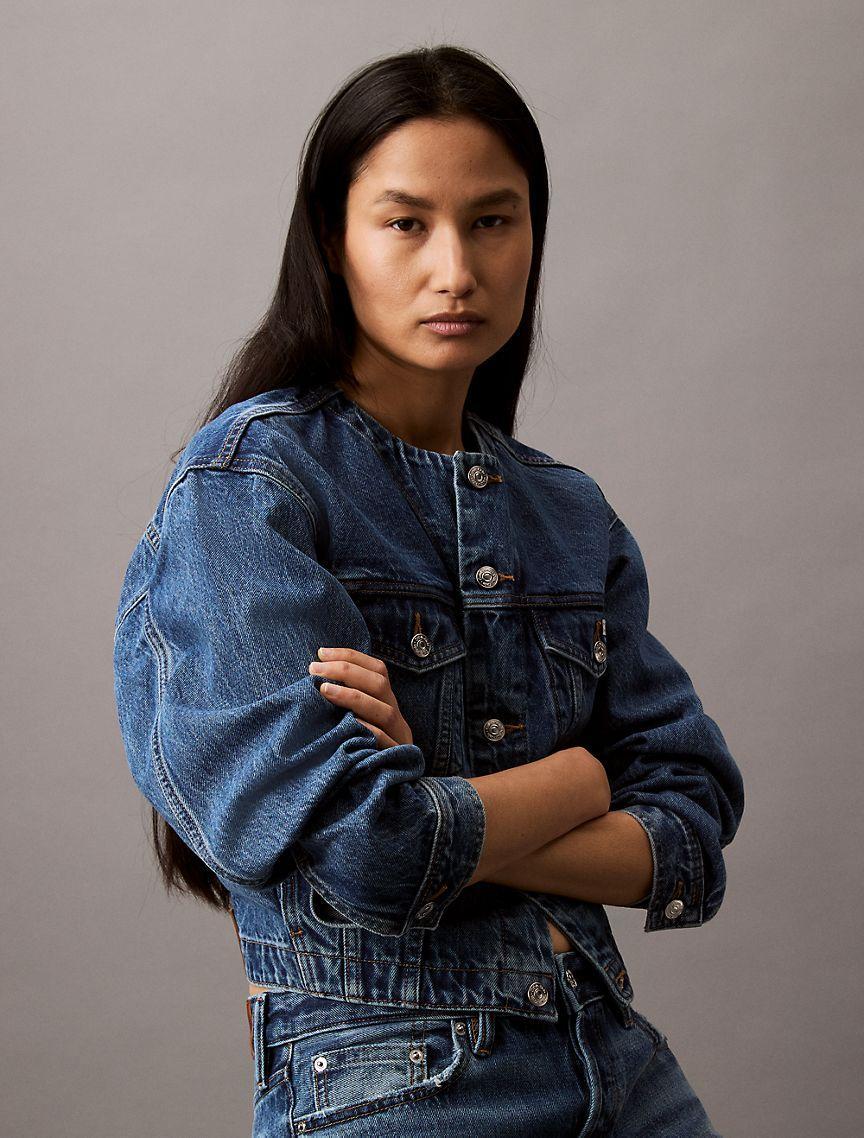Cropped Denim Trucker Jacket Product Image