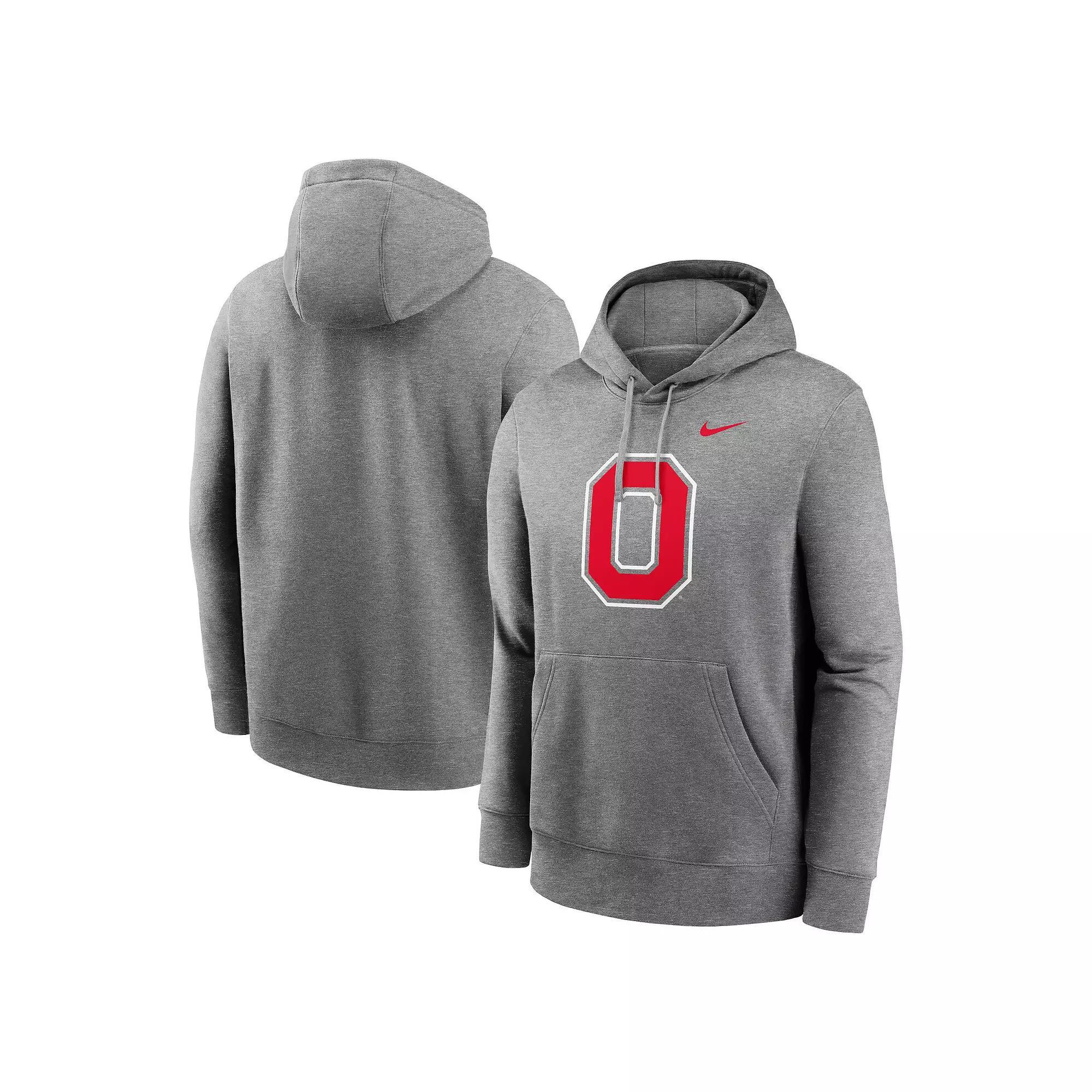 Men's Nike Heather Gray Ohio State Buckeyes Primetime Alternate Logo Club Fleece Pullover Hoodie, Size: Large, Grey Product Image