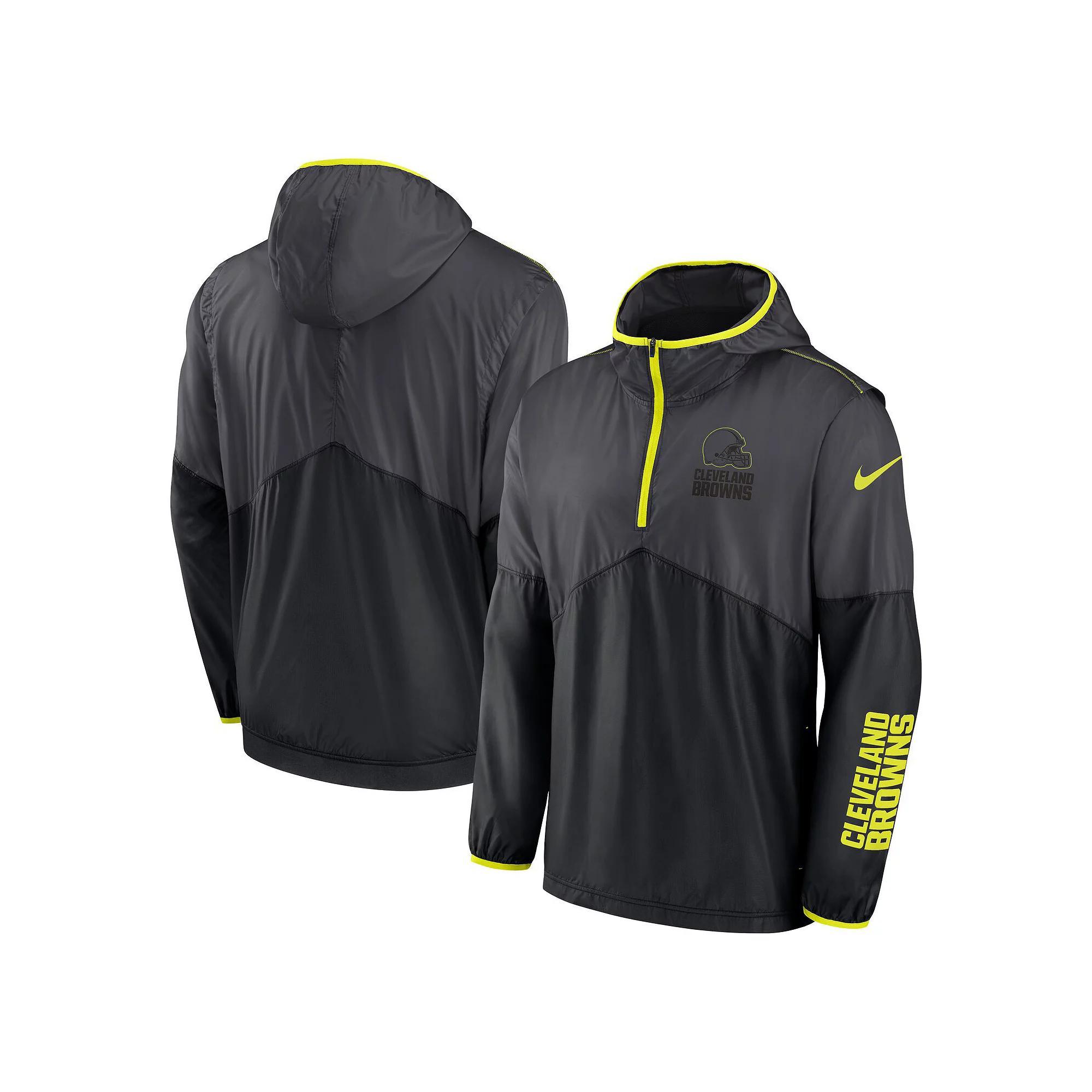 Men's Nike  Anthracite Cleveland Browns Volt Hoodie Half-Zip Jacket, Size: Medium, Grey Product Image