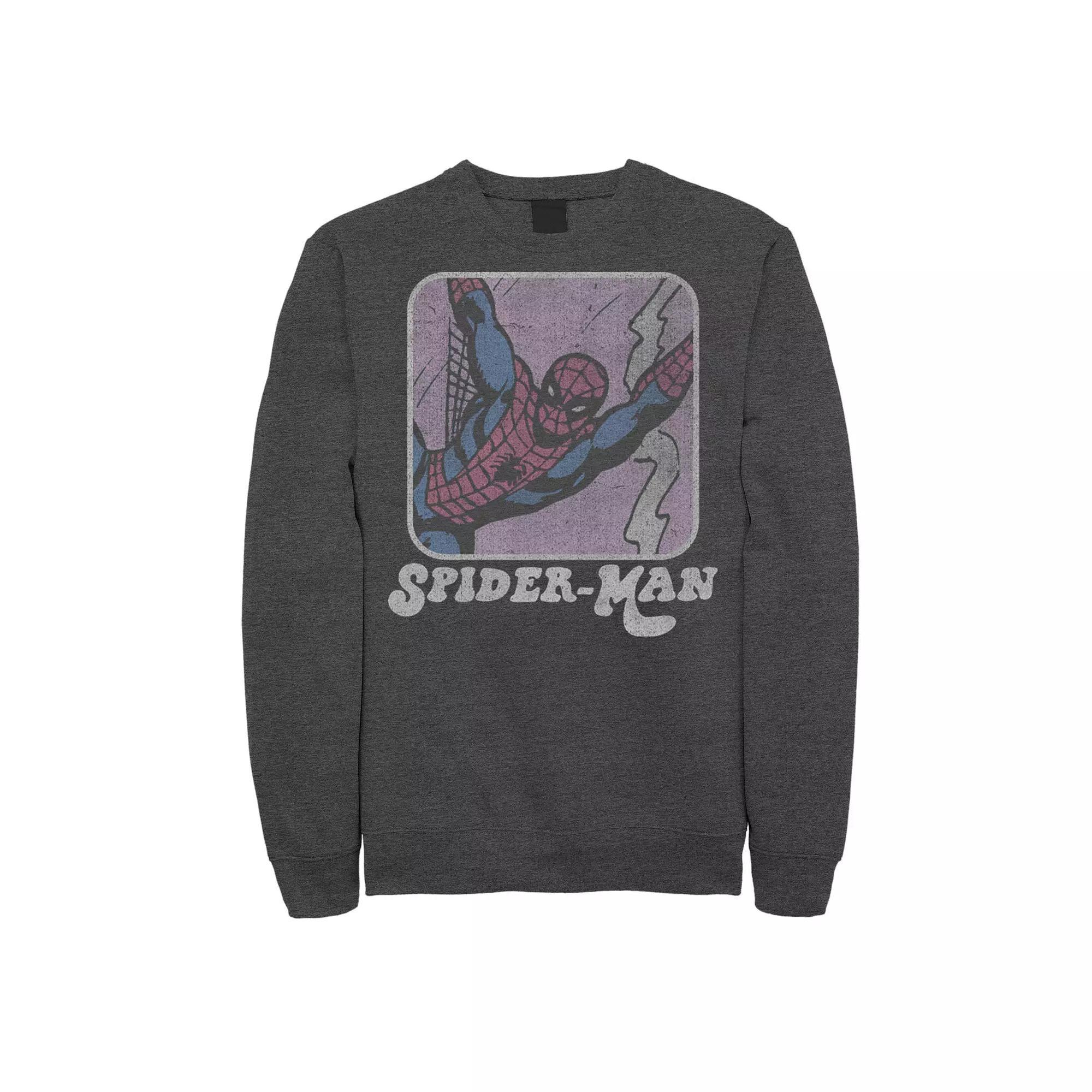Men's Marvel Spider-Man Retro Style Portrait Sweatshirt, Boy's, Size: Medium, Grey Heather Product Image