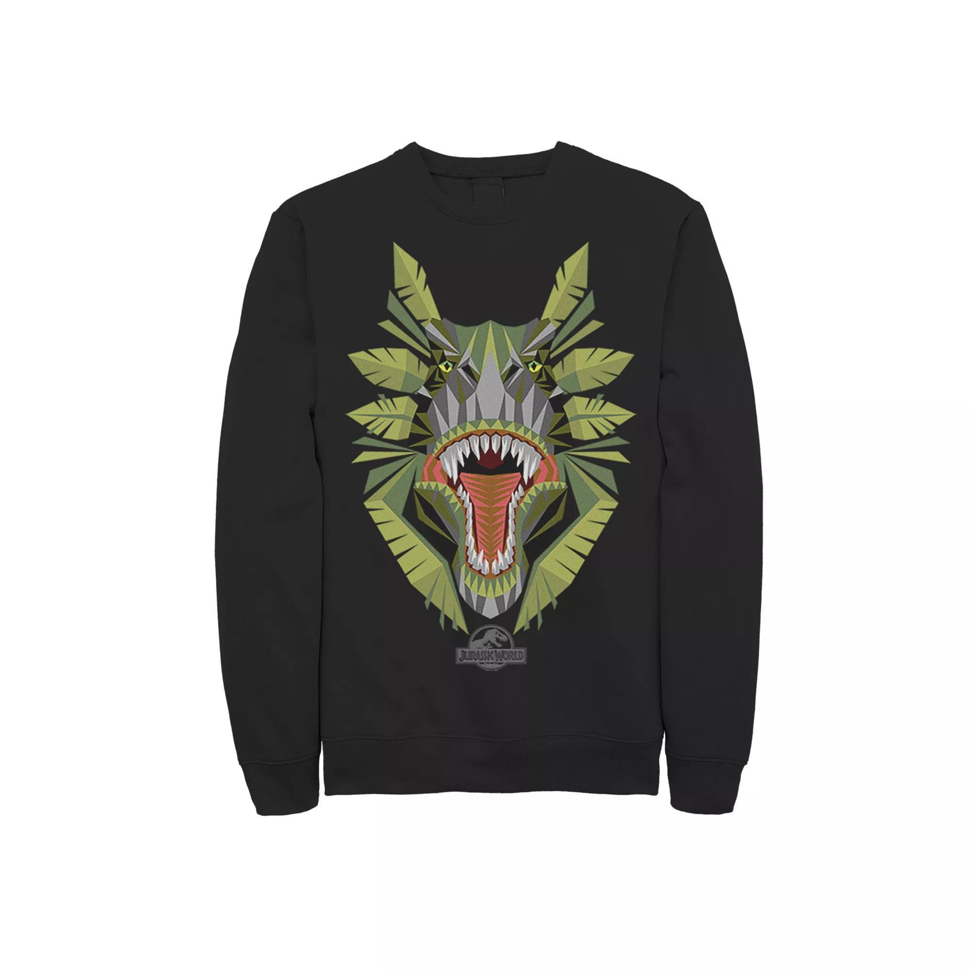 Men's Jurassic World Tikisaur Leaf Face Roar Fleece Pullover, Size: Small, Black Product Image