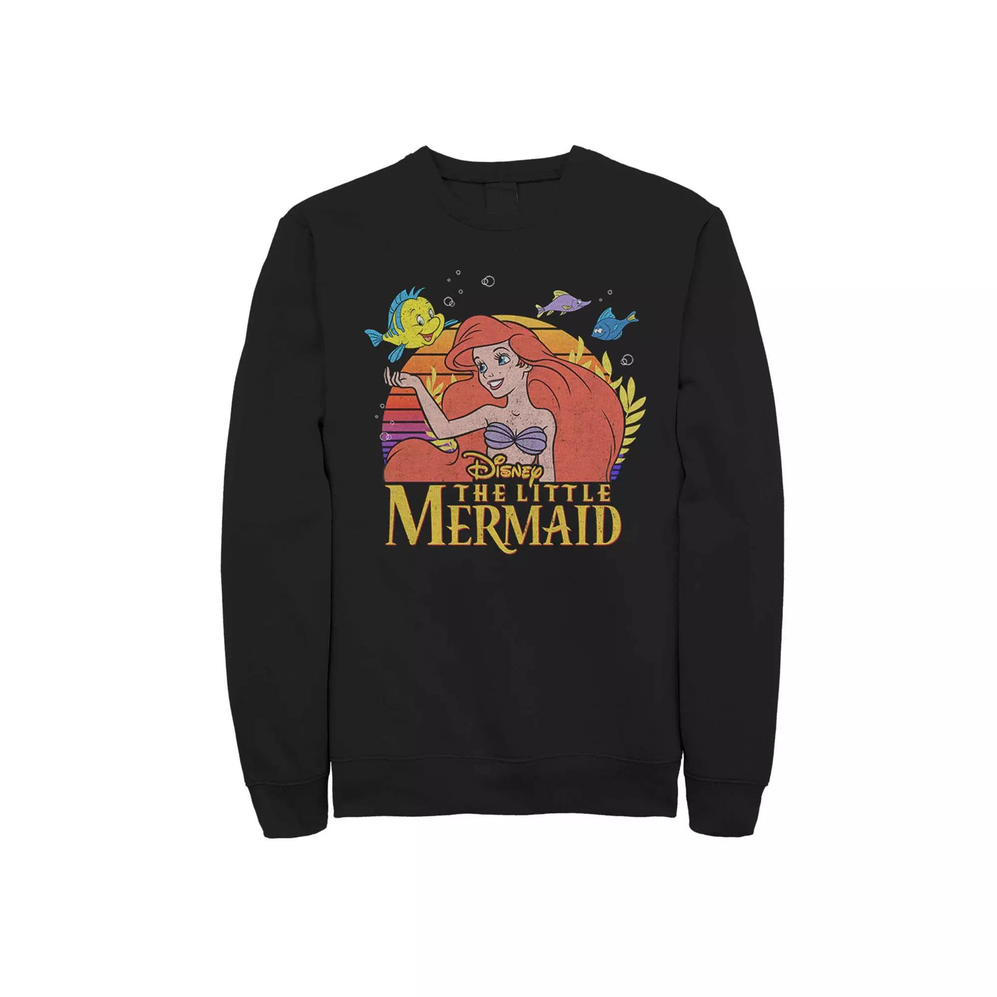Disney's Little Mermaid Title Poster Men's Fleece Sweater, Size: XXL, Black Product Image