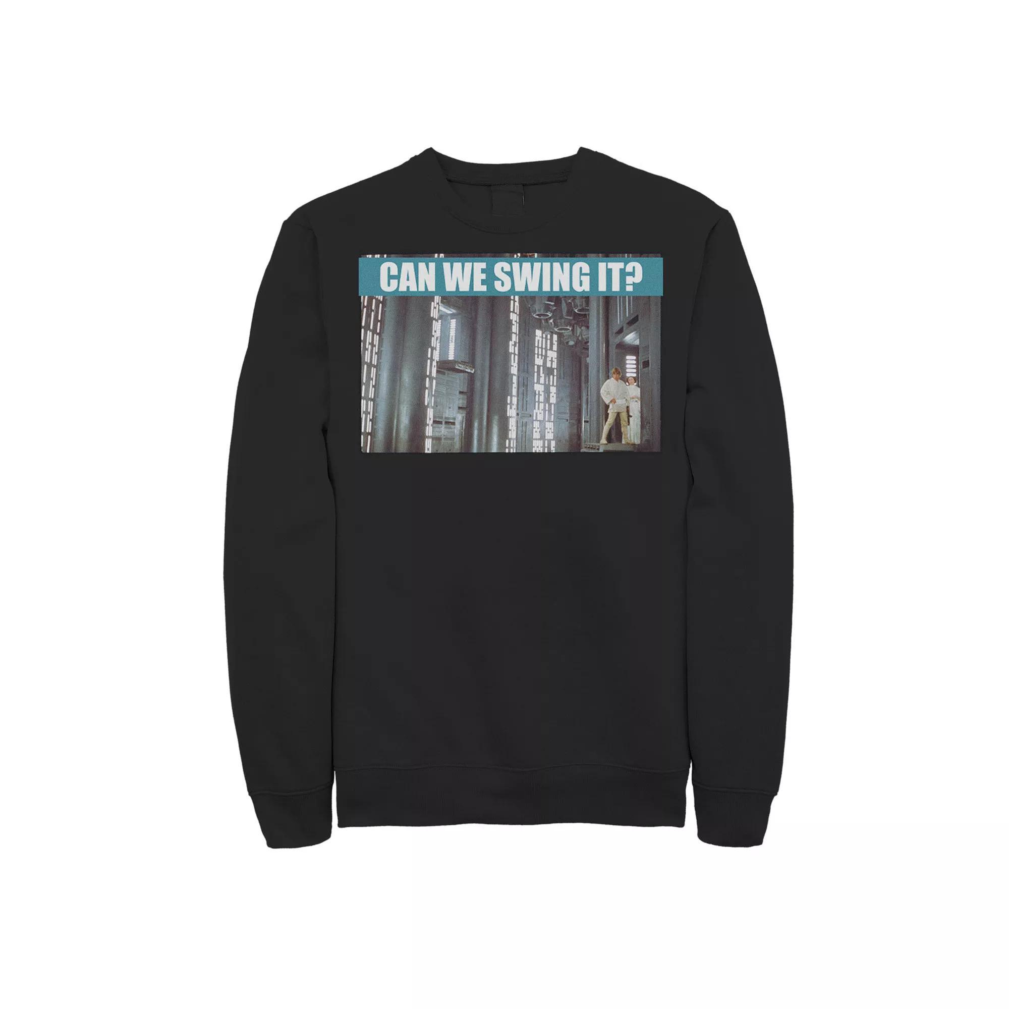 Men's Star Wars Luke & Leia Can We Swing It Sweatshirt, Size: XL, Black Product Image