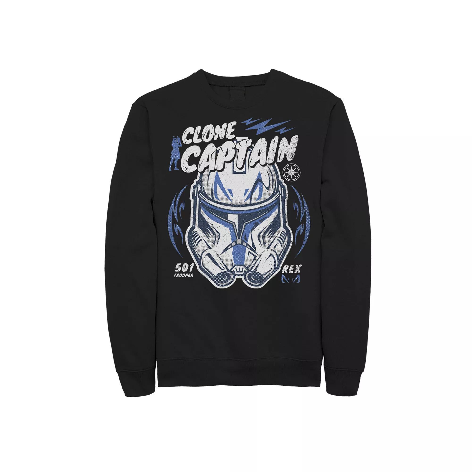 Men's Star Wars Clone Captain Head Shot Portrait Sweatshirt, Size: Large, Blue Product Image