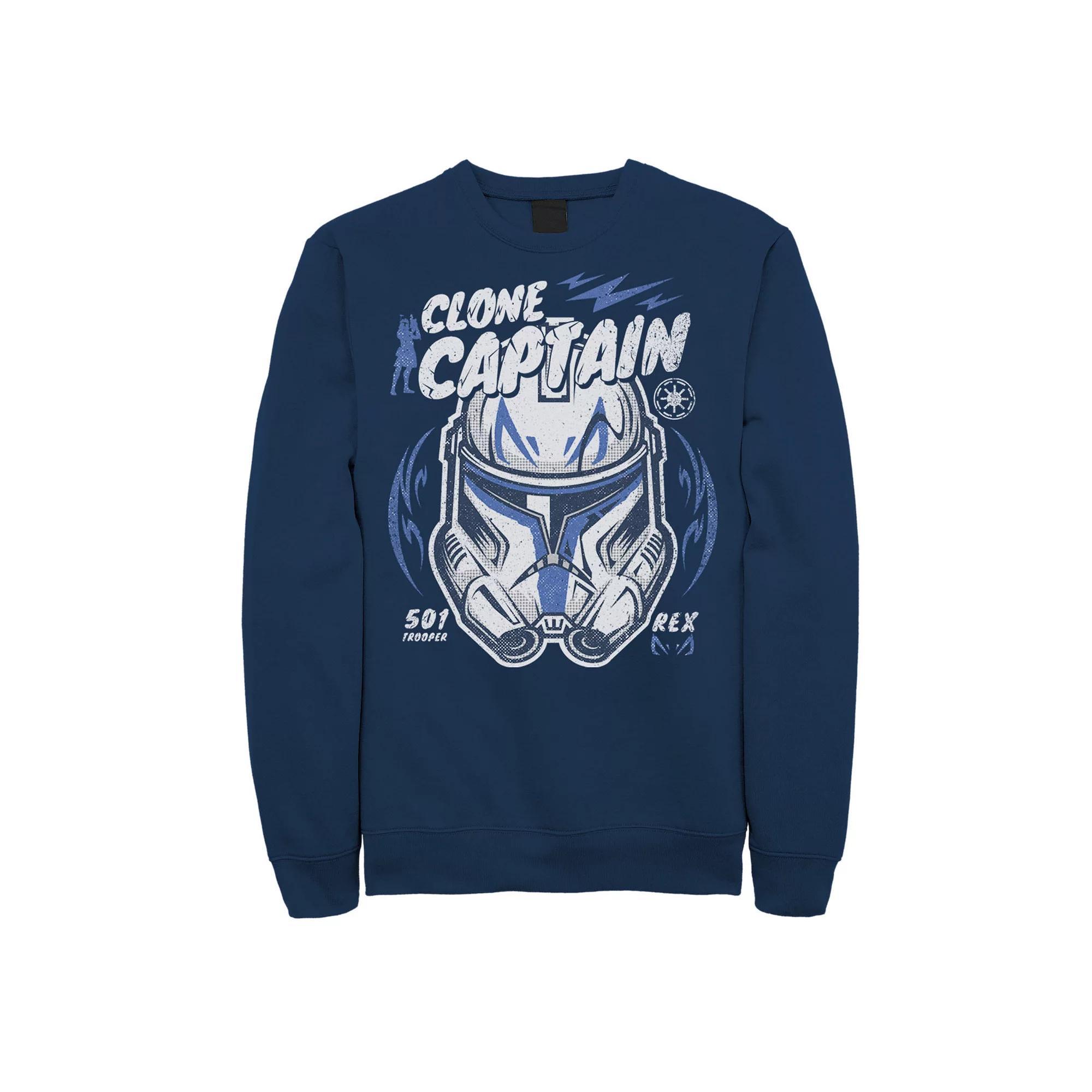 Men's Star Wars Clone Captain Head Shot Portrait Sweatshirt, Size: Large, Blue Product Image