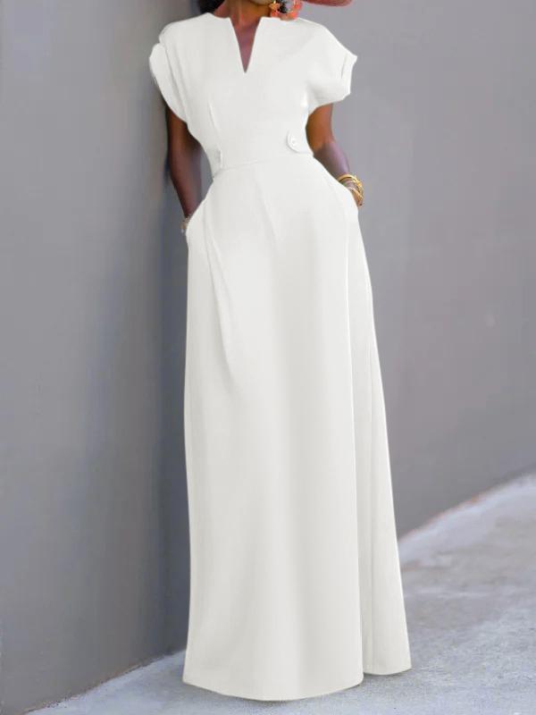 Flying Sleeves Solid Color Split-Joint V-Neck Evening Dresses Maxi Dresses Product Image
