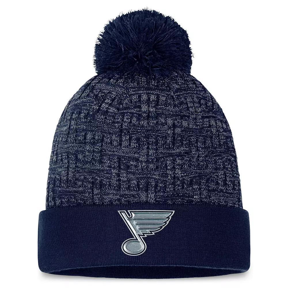 Women's Fanatics Branded  Navy St. Louis Blues Authentic Pro Road Cuffed Knit Hat with Pom Product Image