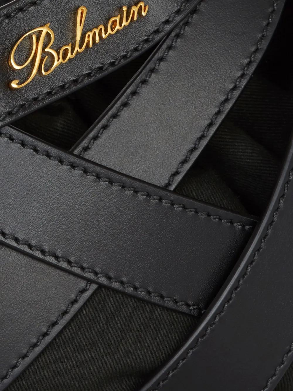 basketweave leather tote bag Product Image