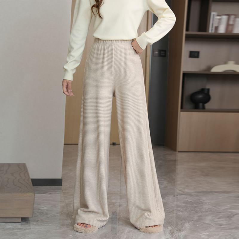 High Rise Striped Wide Leg Pants Product Image