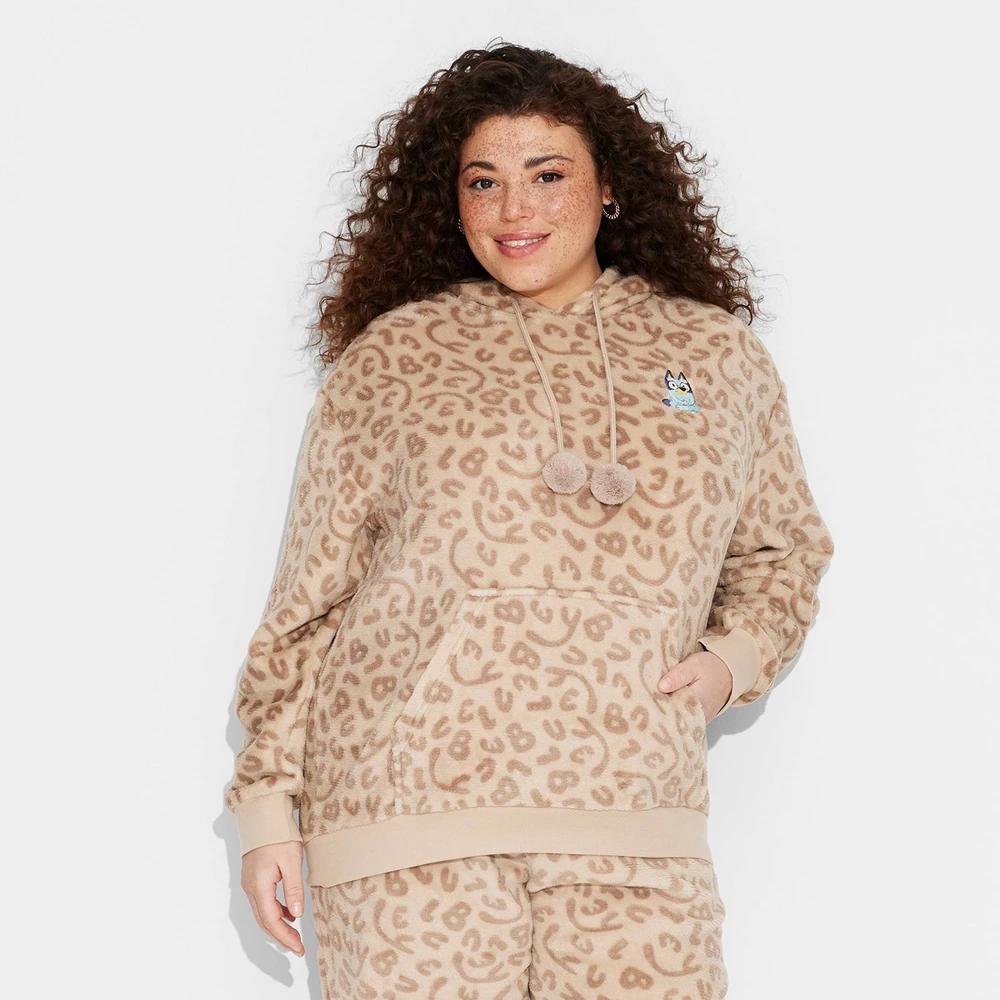 Womens Bluey Print Woobie Graphic Hoodie Sweatshirt - Brown Product Image