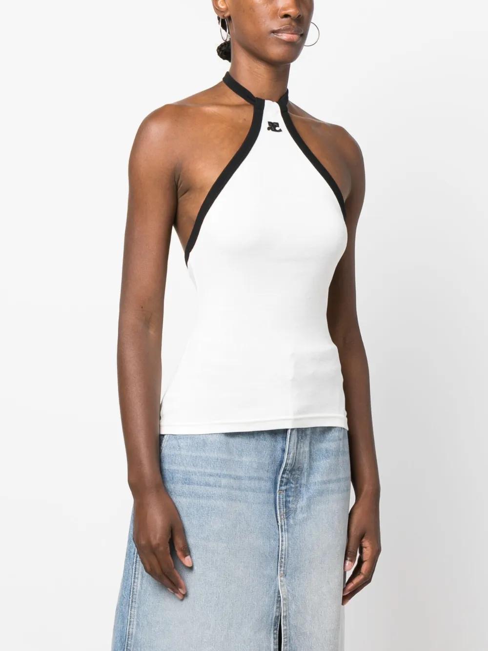 embroidered-logo halterneck top Product Image