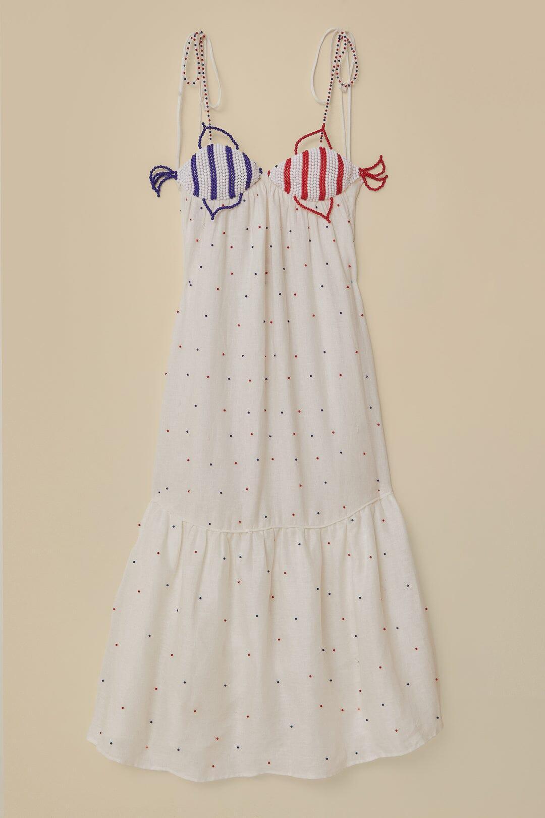 White Beaded Fishes Sleeveless Maxi Dress Product Image