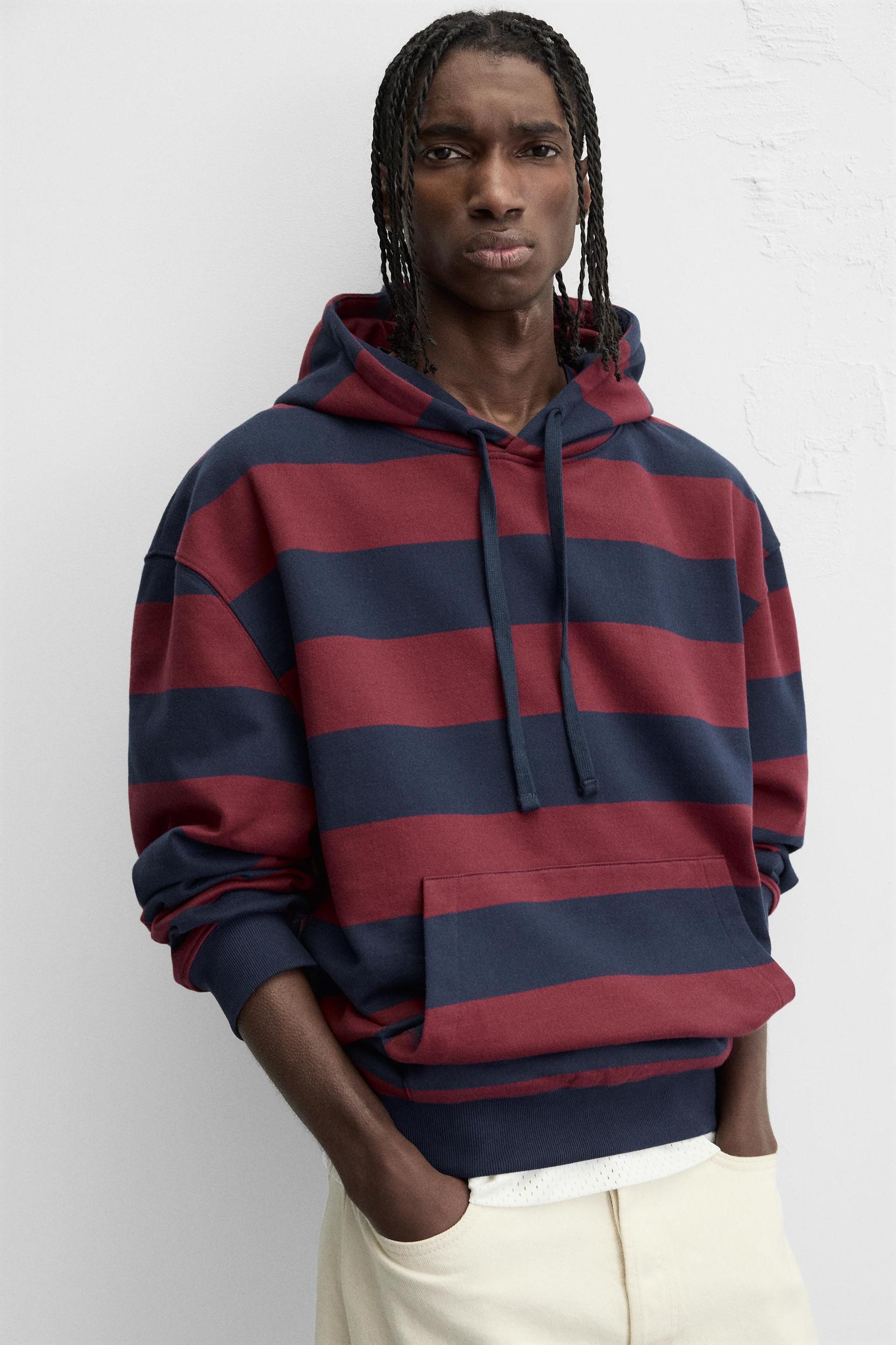 STRIPED HOODED SWEATSHIRT Product Image