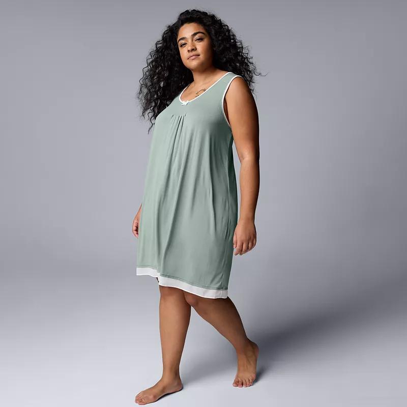 Plus Size Simply Vera Vera Wang Basic Luxury Chemise, Women's, Size: 3XL, Black Product Image