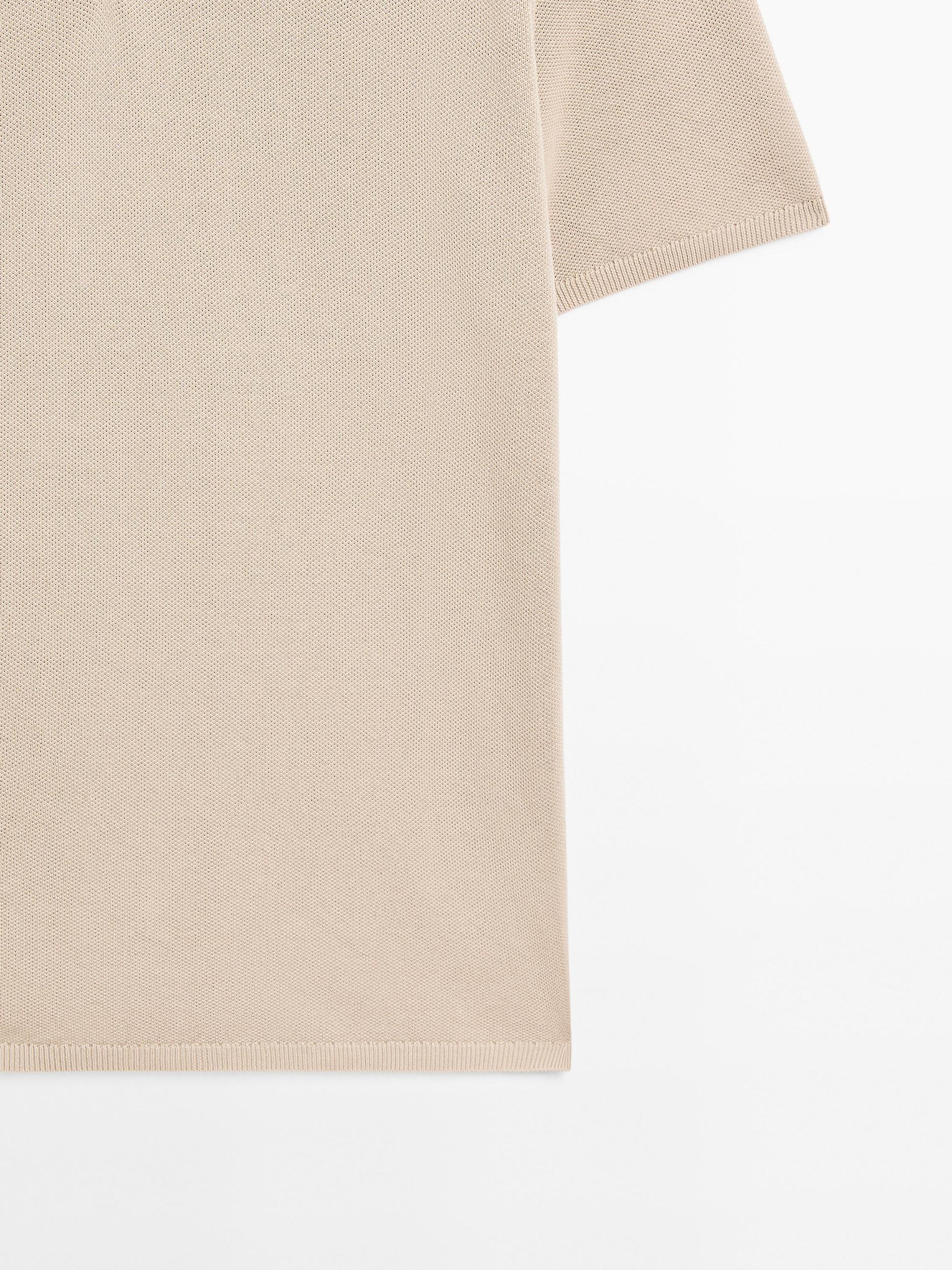 100% cotton textured knit polo shirt Product Image