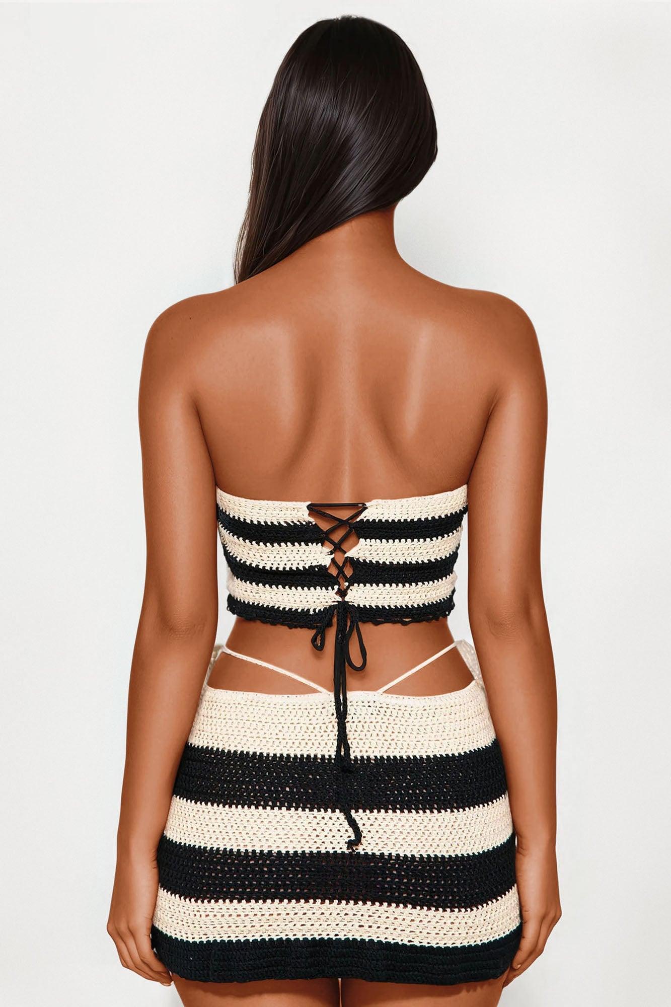 Show Off Crochet Skirt Set - Black/combo Product Image