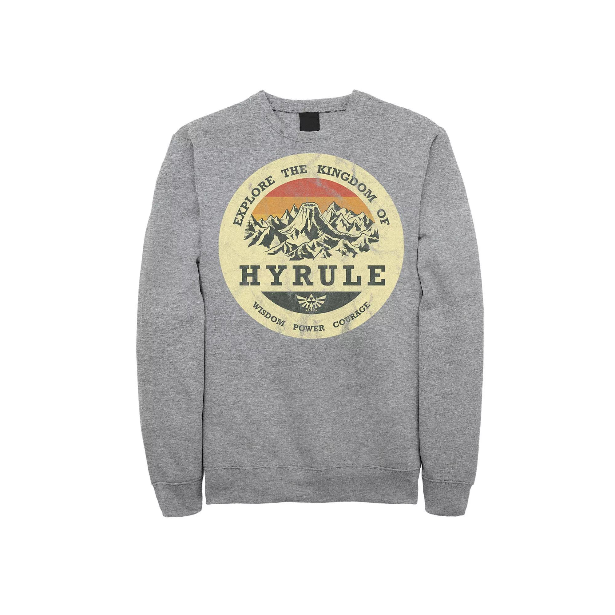 Big & Tall The Legend Of Zelda Explore Hyrule Badge Fleece Sweatshirt, Men's, Size: 4XL, Athletic Grey Product Image