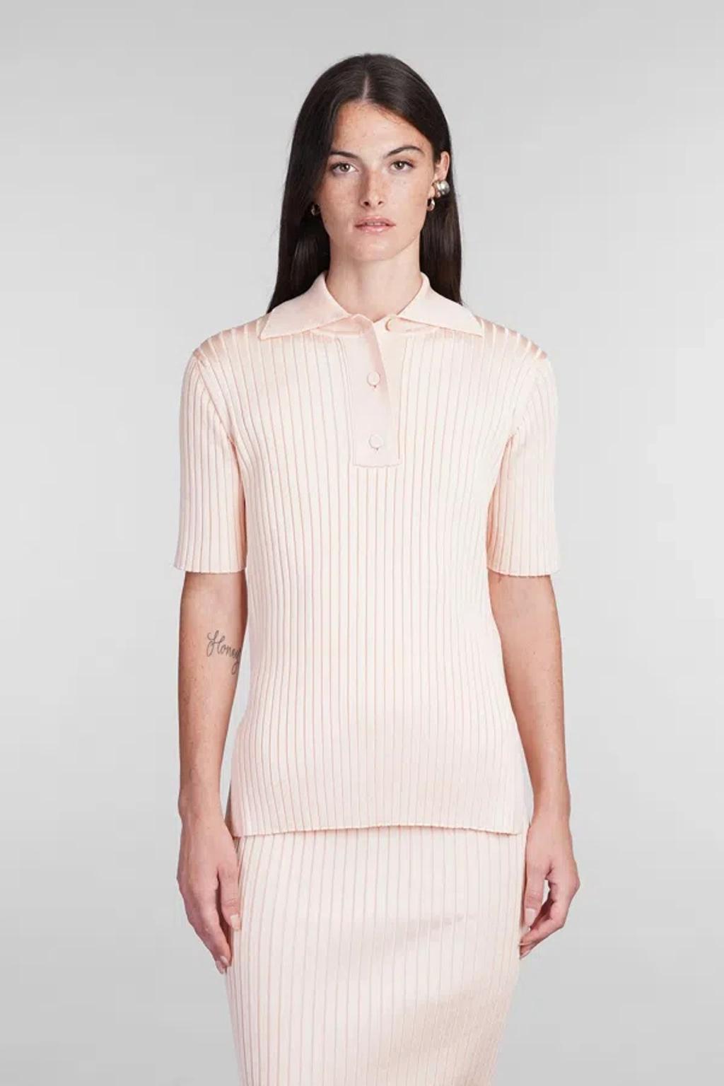 JIL SANDER Ribbed Polo Shirt In Pink Product Image