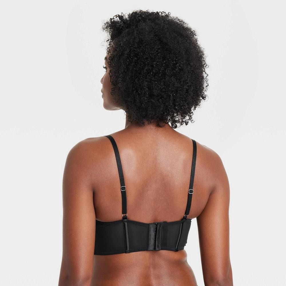 Women's Satin Lightly Lined Lingerie Corset - Auden™ Black XS: Adjustable Strap, Back Hook Fastener, Knit Product Image