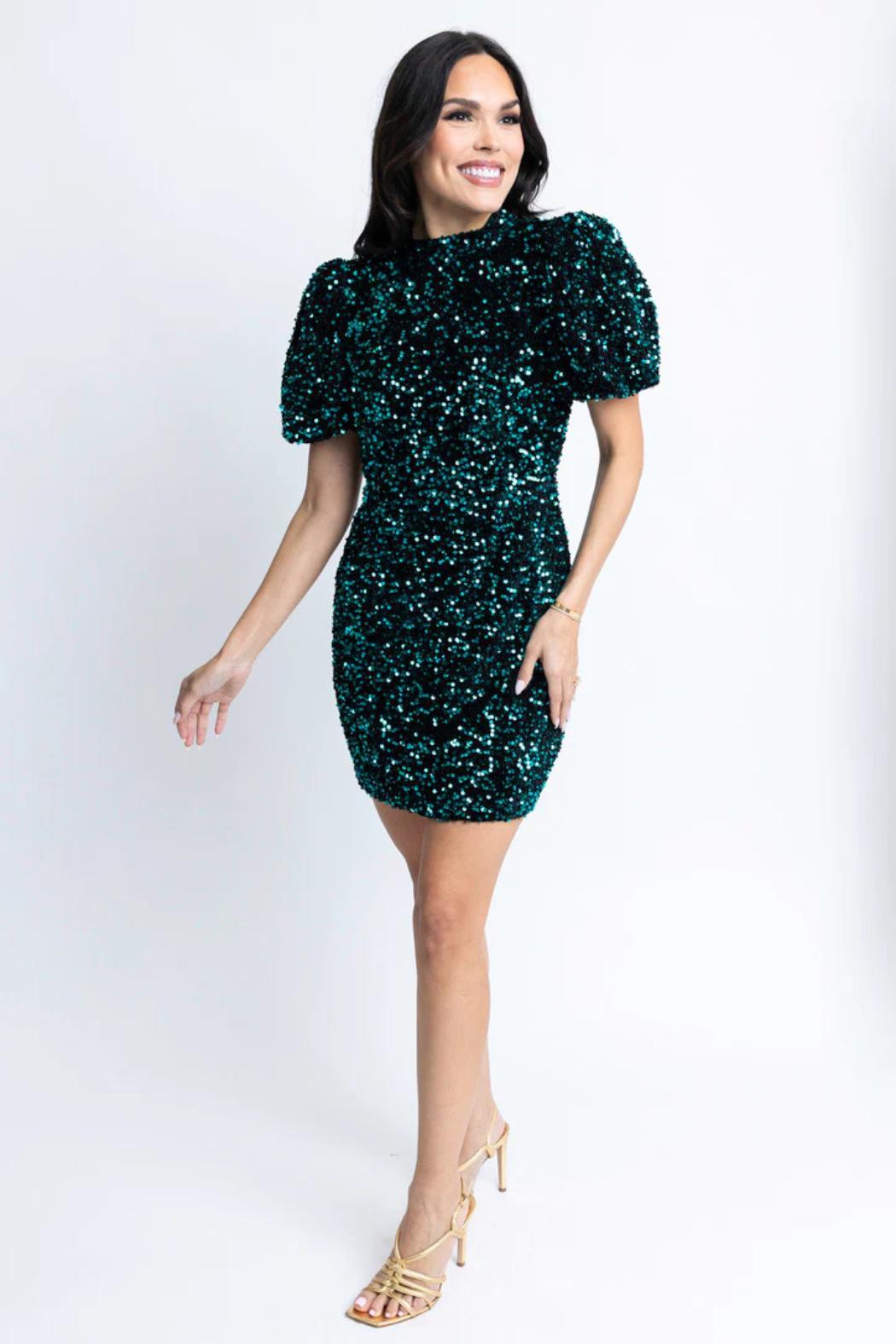 Puff Slv Sequin Mini Dress Product Image