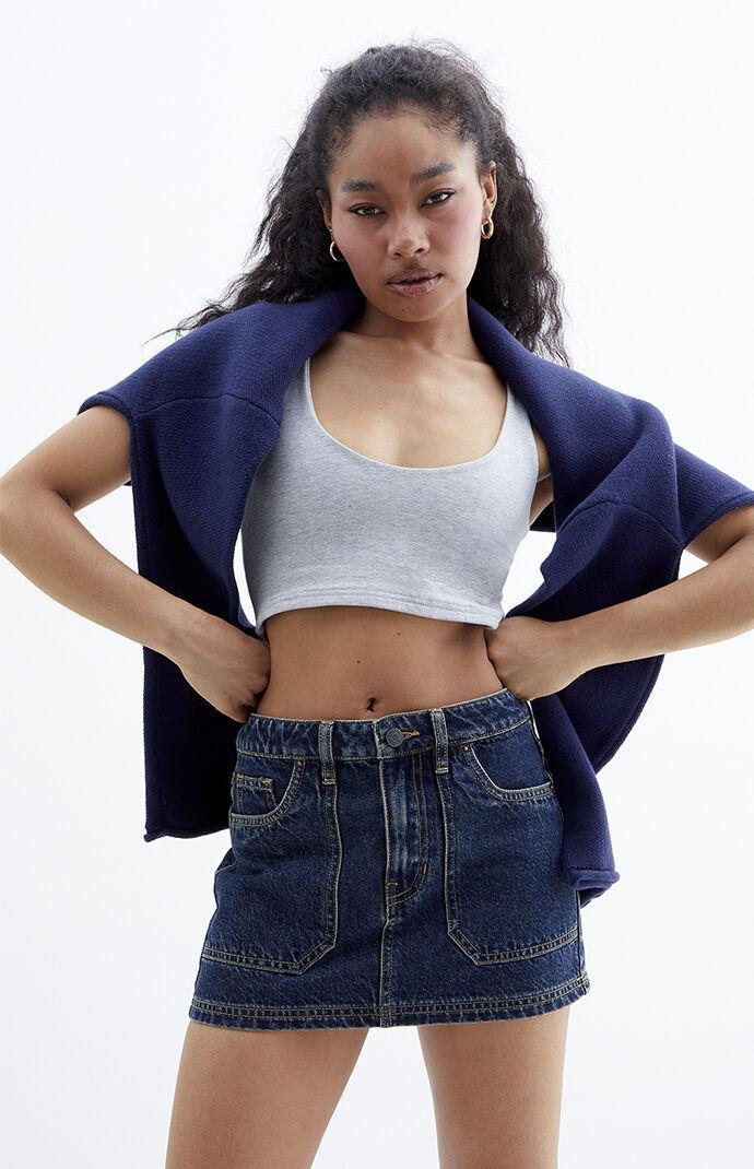 Womens Mid Rise Denim Mini Skirt - Product Image