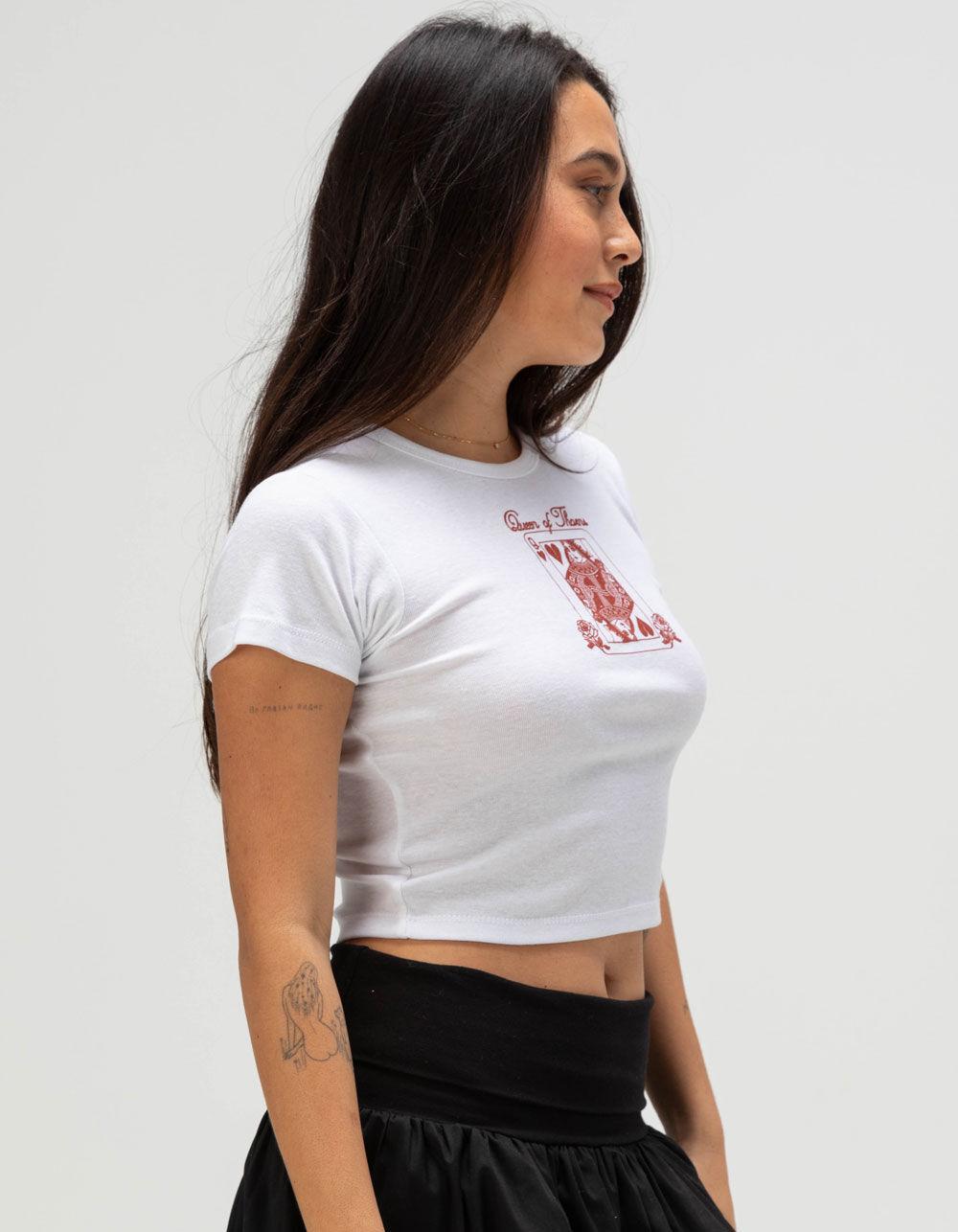 FULL TILT Queen of Thorns Womens Baby Tee - WHITE Product Image