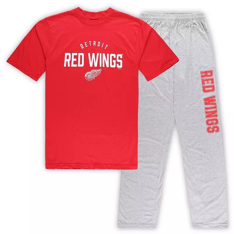 Men's Detroit Red Wings Red/Heather Gray Big & Tall T-Shirt & Pants Lounge Set, Size: XLT Product Image