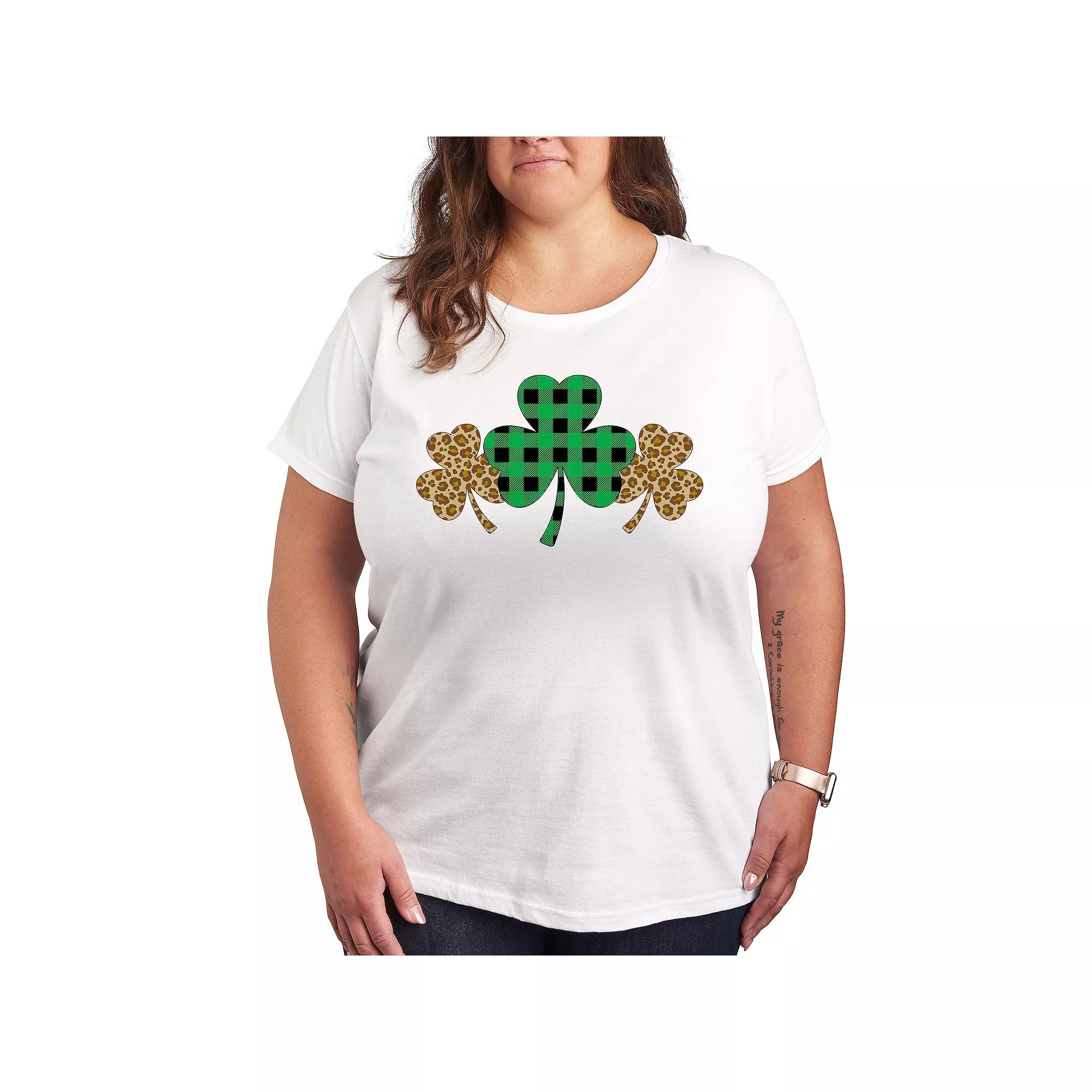 Plus Patterend Shamrocks Graphic Tee, Womens Product Image
