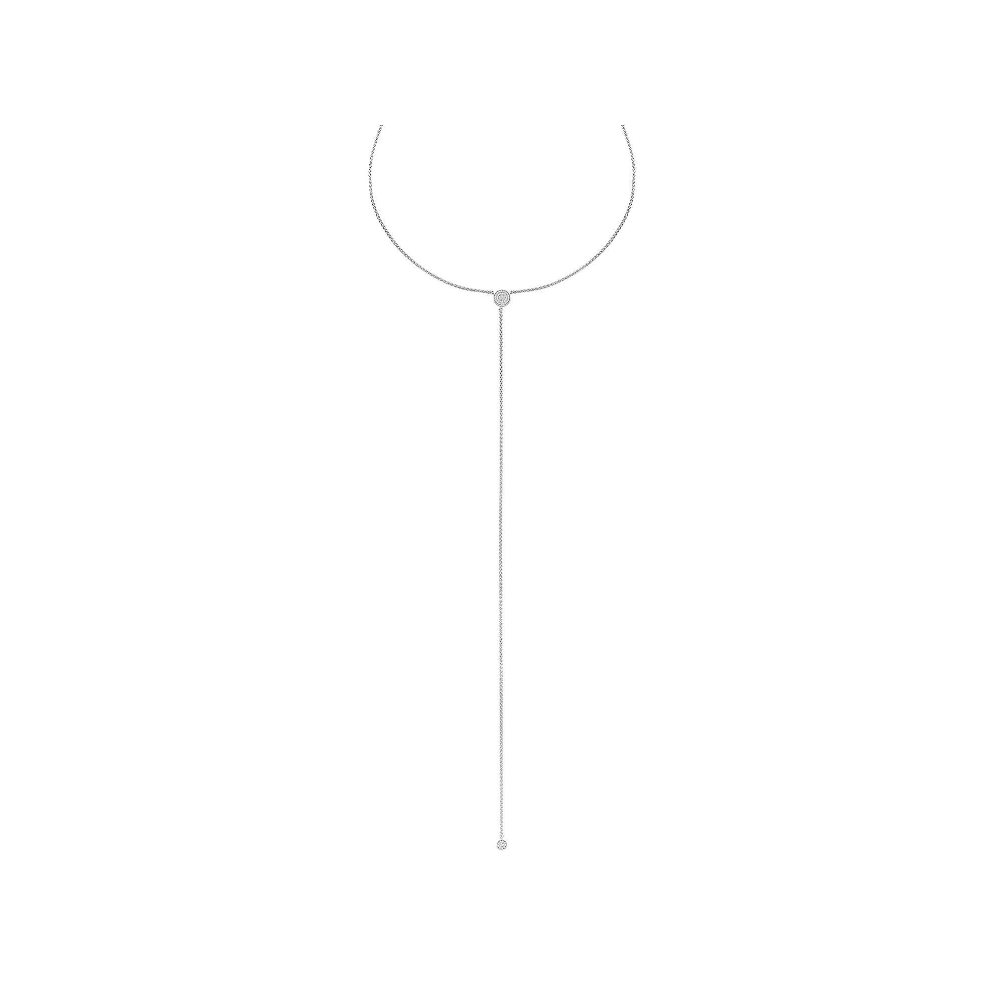 Sterling Silver 1/8 Carat T.W. Diamond Disc Y Necklace, Womens White Product Image