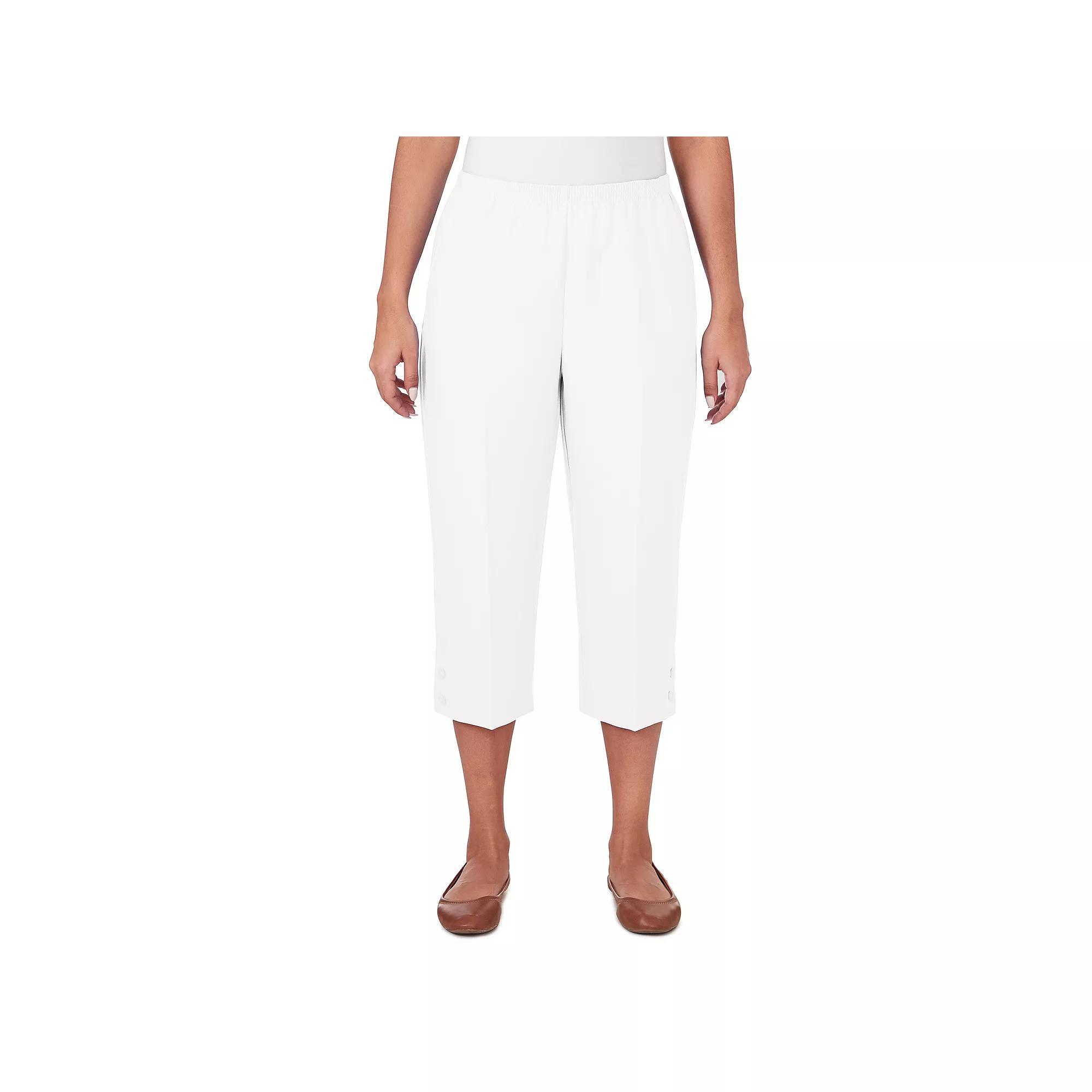 Petite Alfred Dunner Button Hem Capri Pants, Women's, Size: 16 Petite, White Product Image