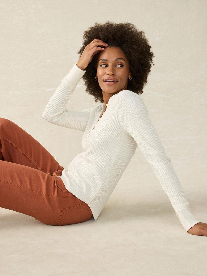 Legend™ Apres Waffle Henley - Egret Female Product Image